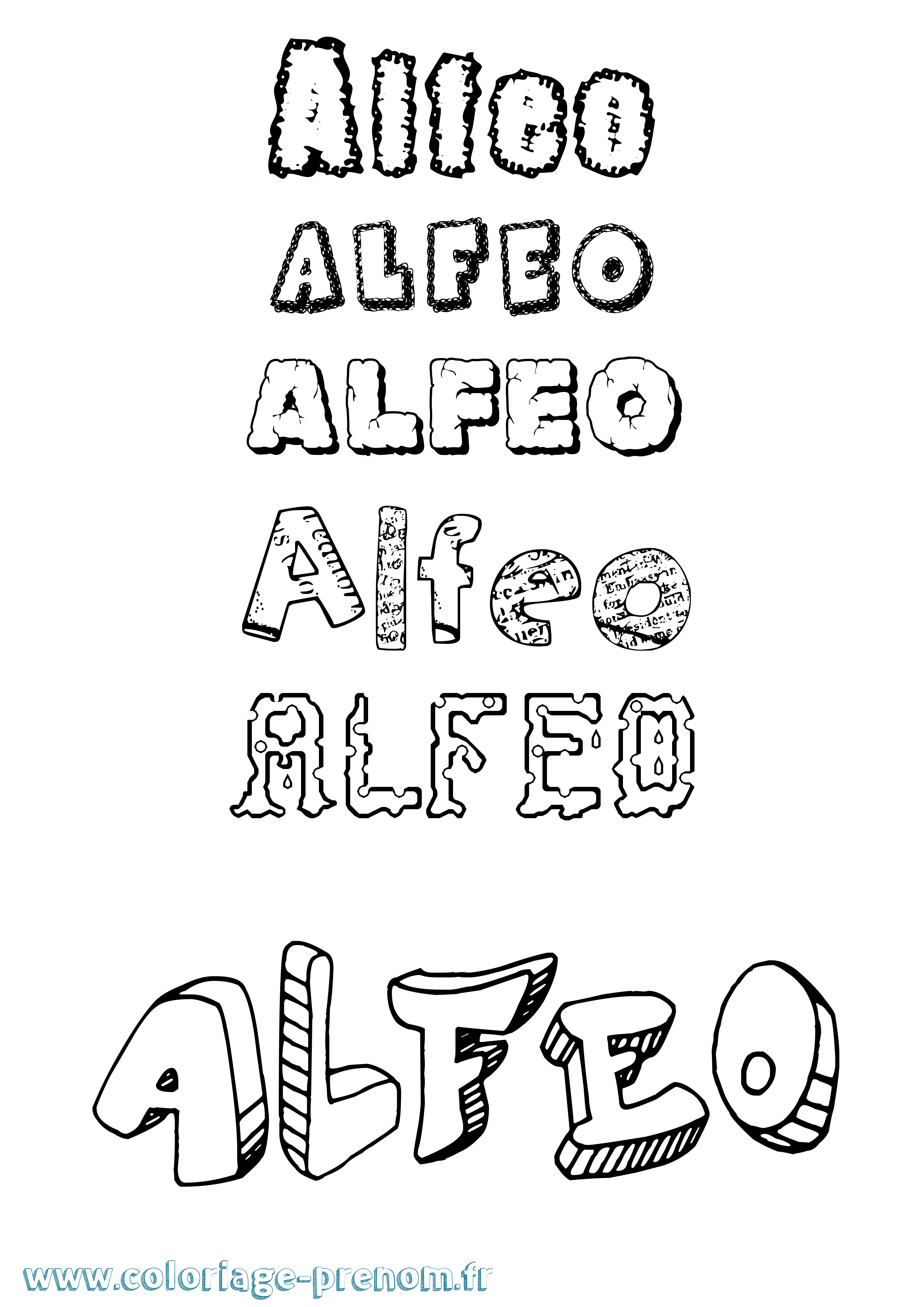 Coloriage prénom Alfeo Destructuré