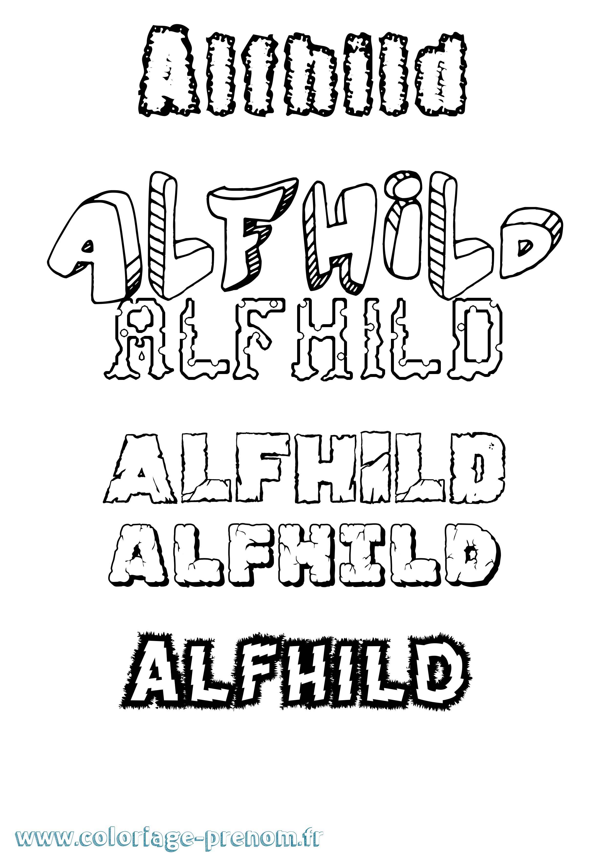 Coloriage prénom Alfhild Destructuré