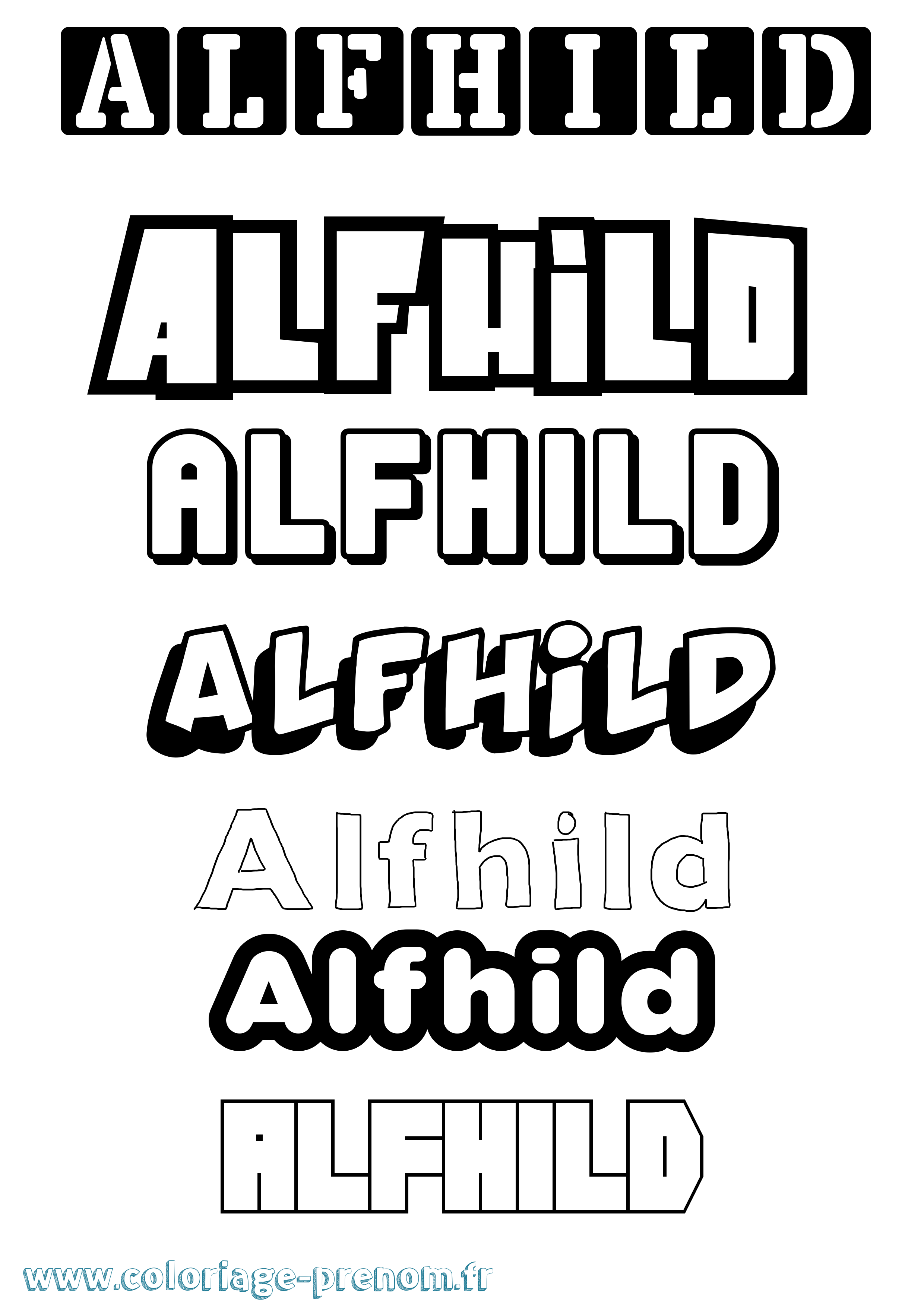 Coloriage prénom Alfhild Simple