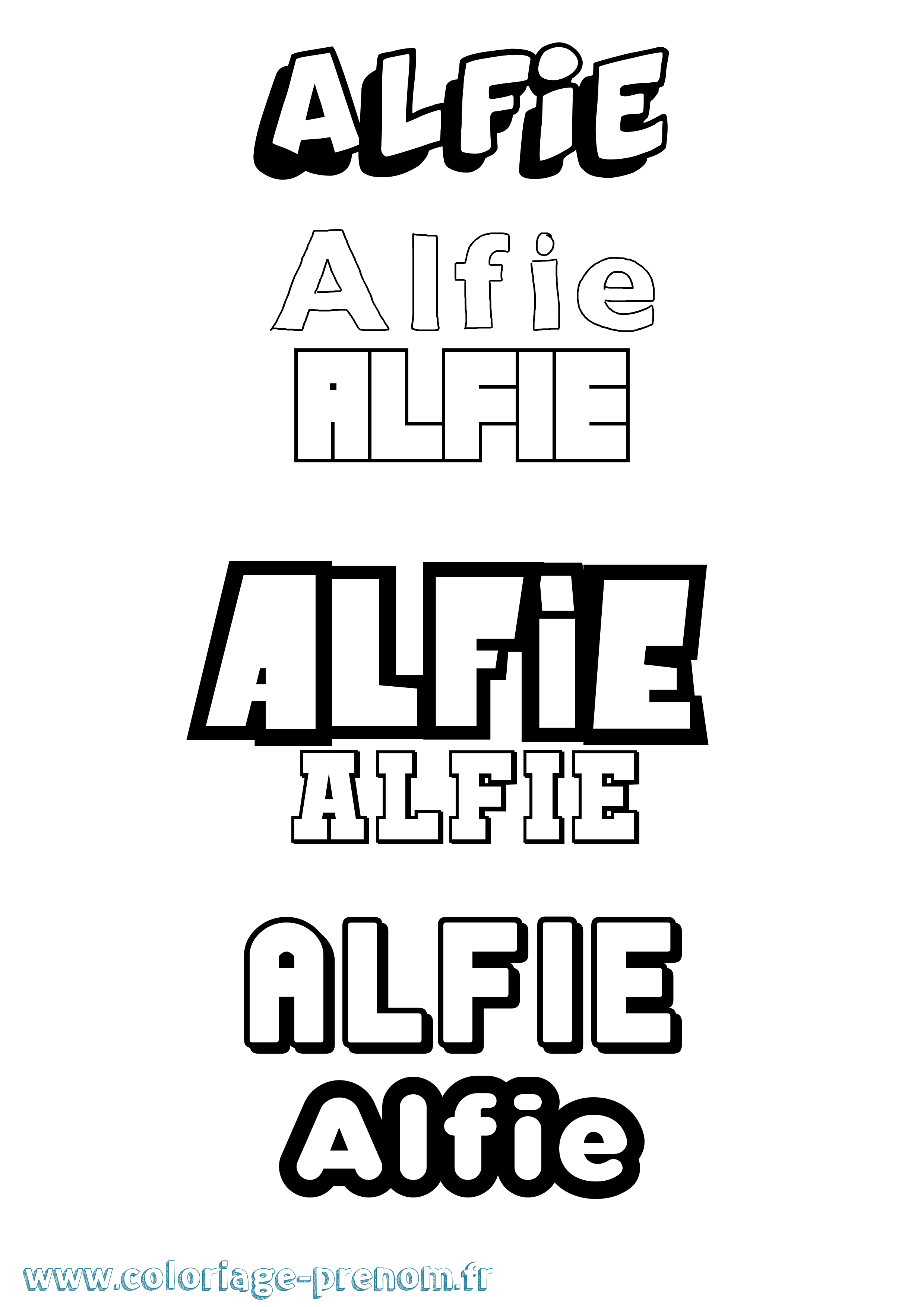 Coloriage prénom Alfie Simple