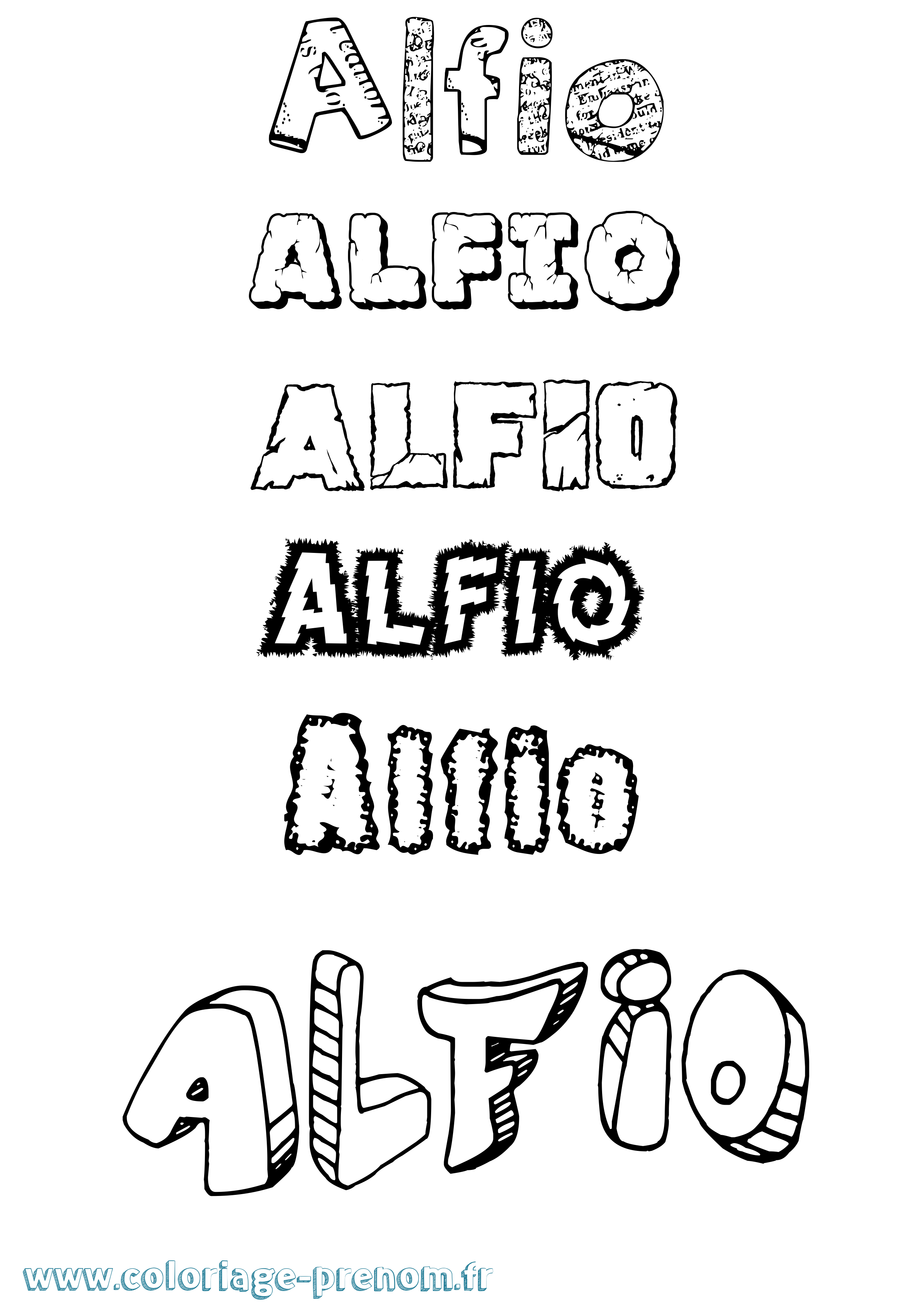 Coloriage prénom Alfio Destructuré
