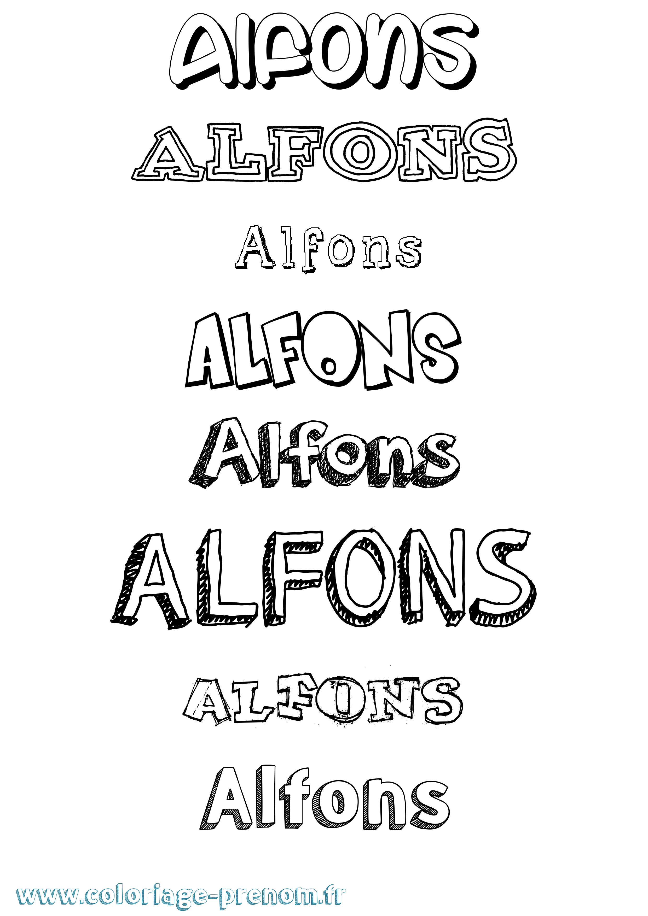 Coloriage prénom Alfons Dessiné