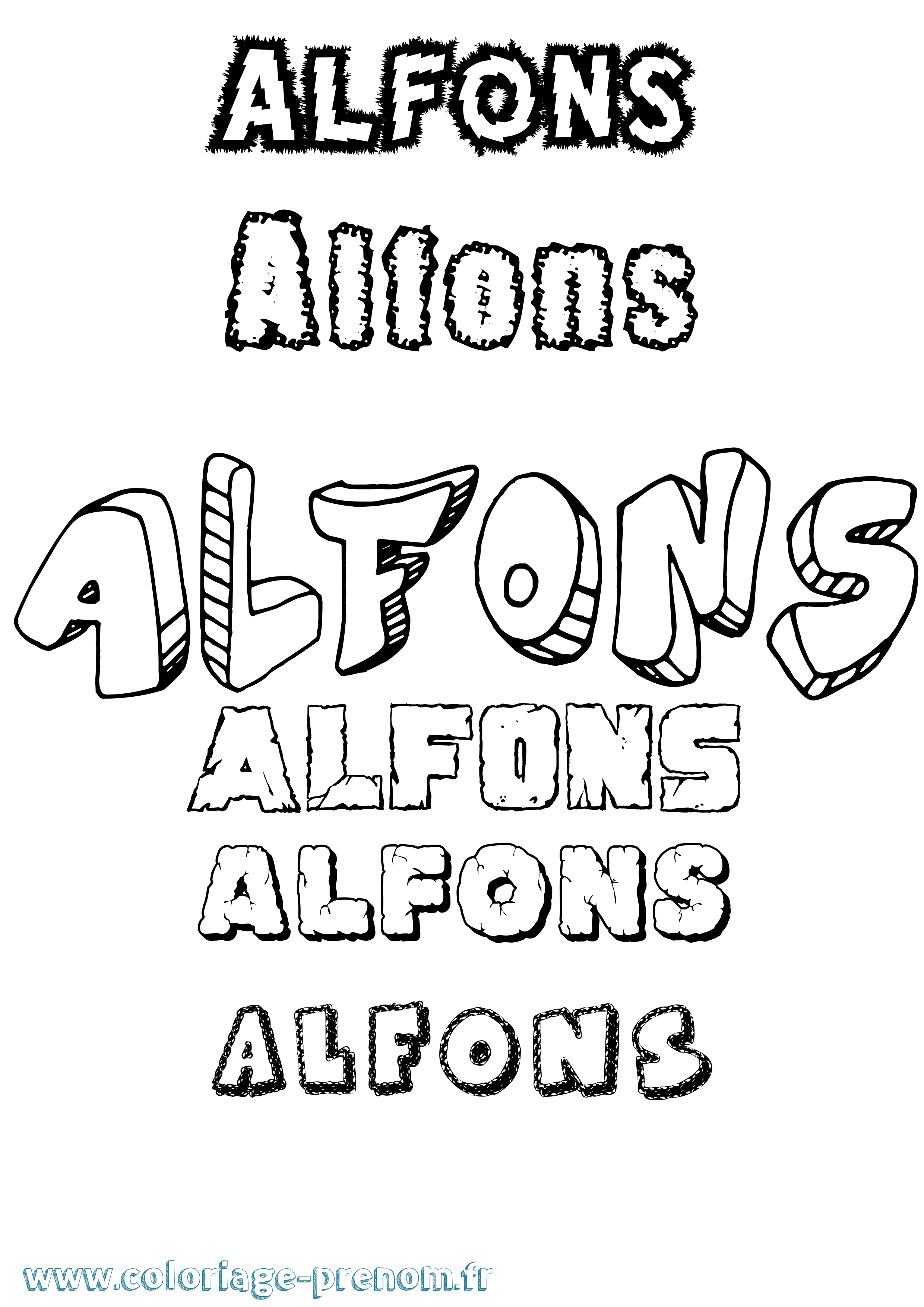 Coloriage prénom Alfons Destructuré