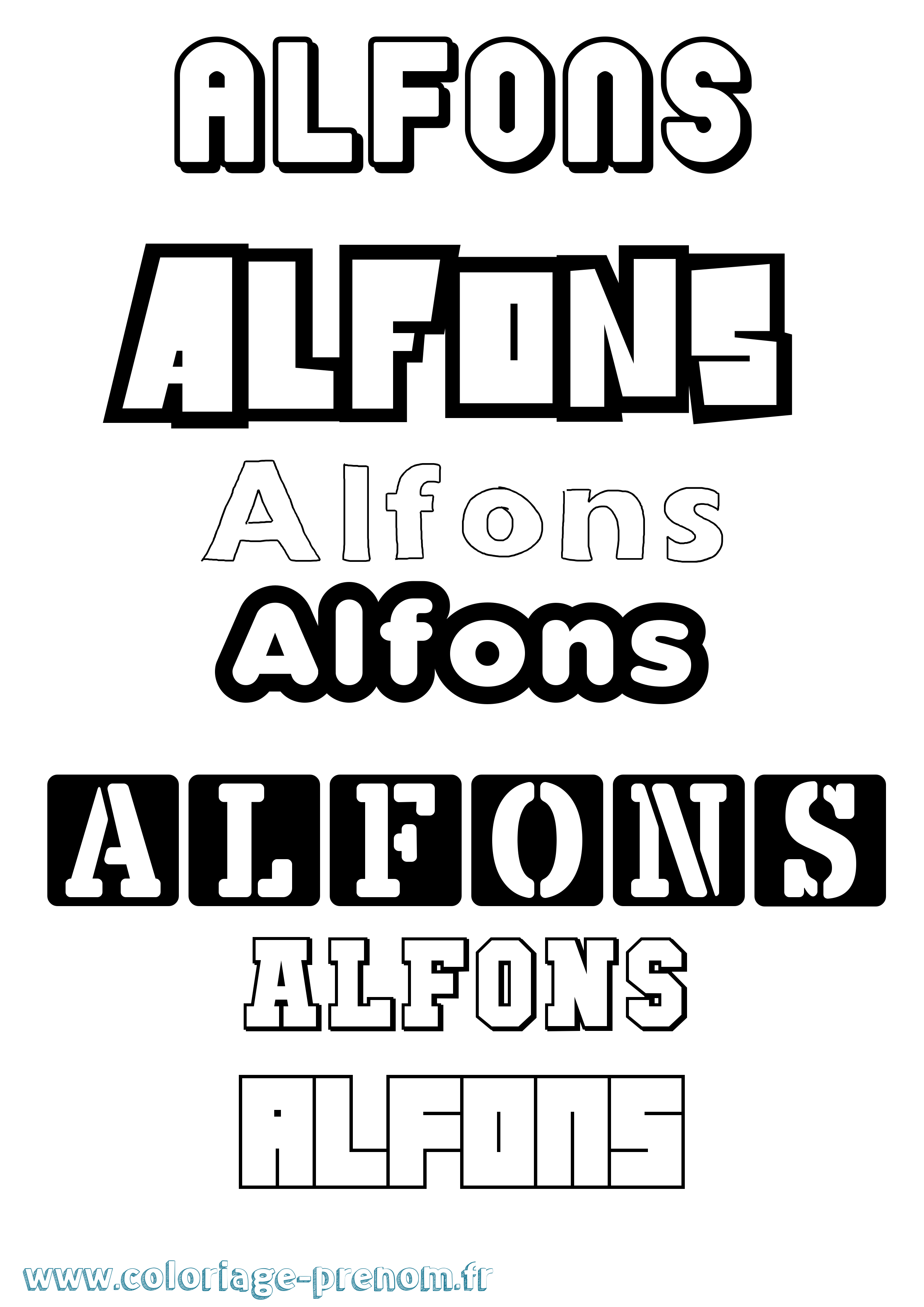 Coloriage prénom Alfons Simple