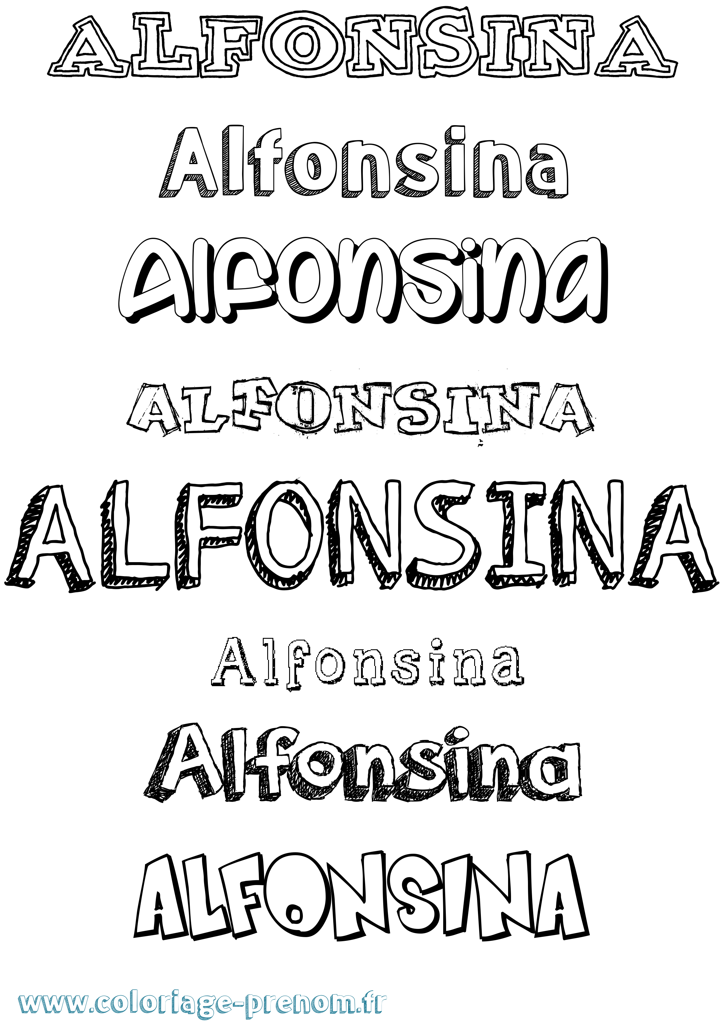 Coloriage Alfonsina Dessiné Coloriage prénom Alfonsina Dessiné