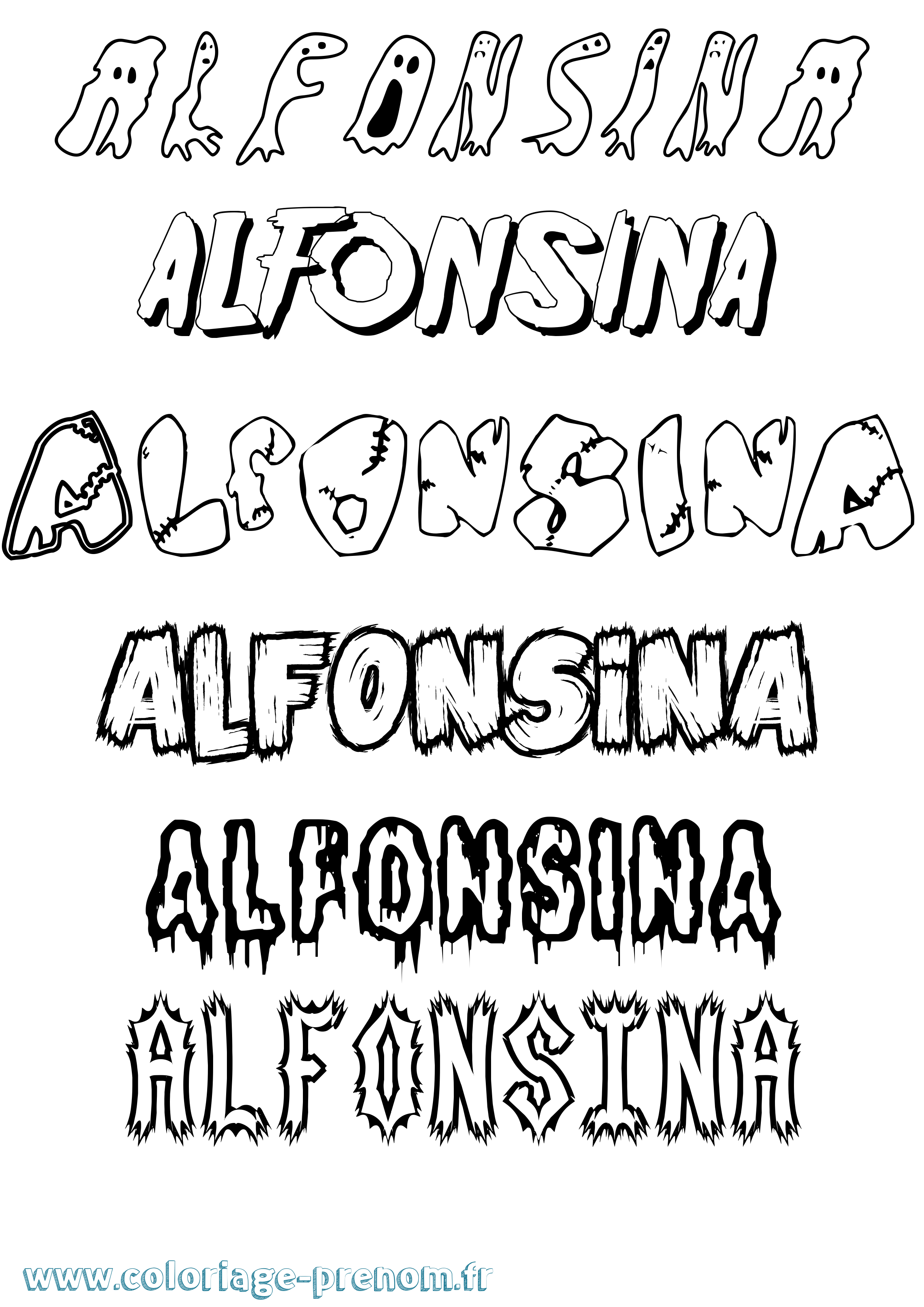 Coloriage Alfonsina Frisson Coloriage prénom Alfonsina Frisson