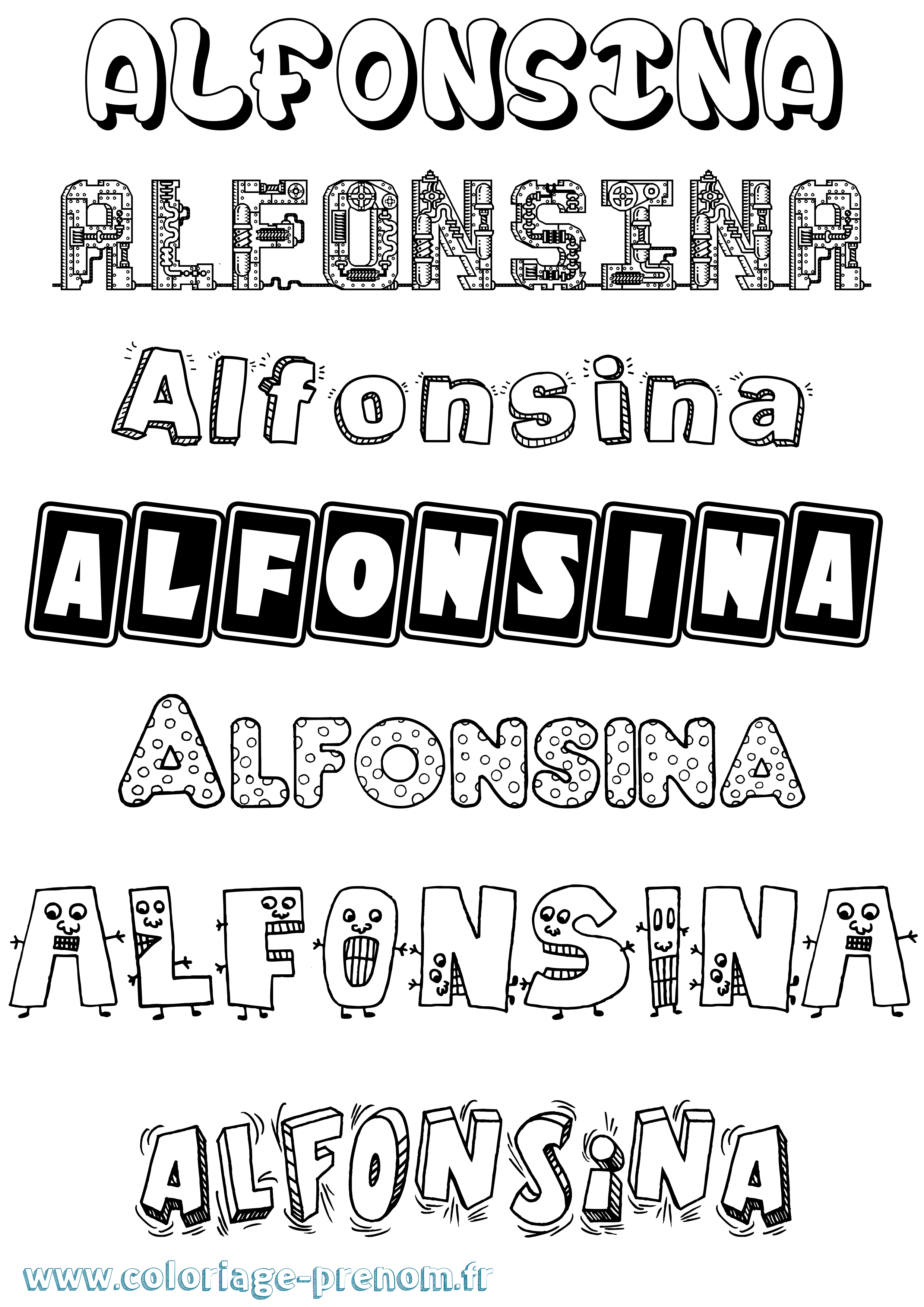 Coloriage Alfonsina Fun Coloriage prénom Alfonsina Fun