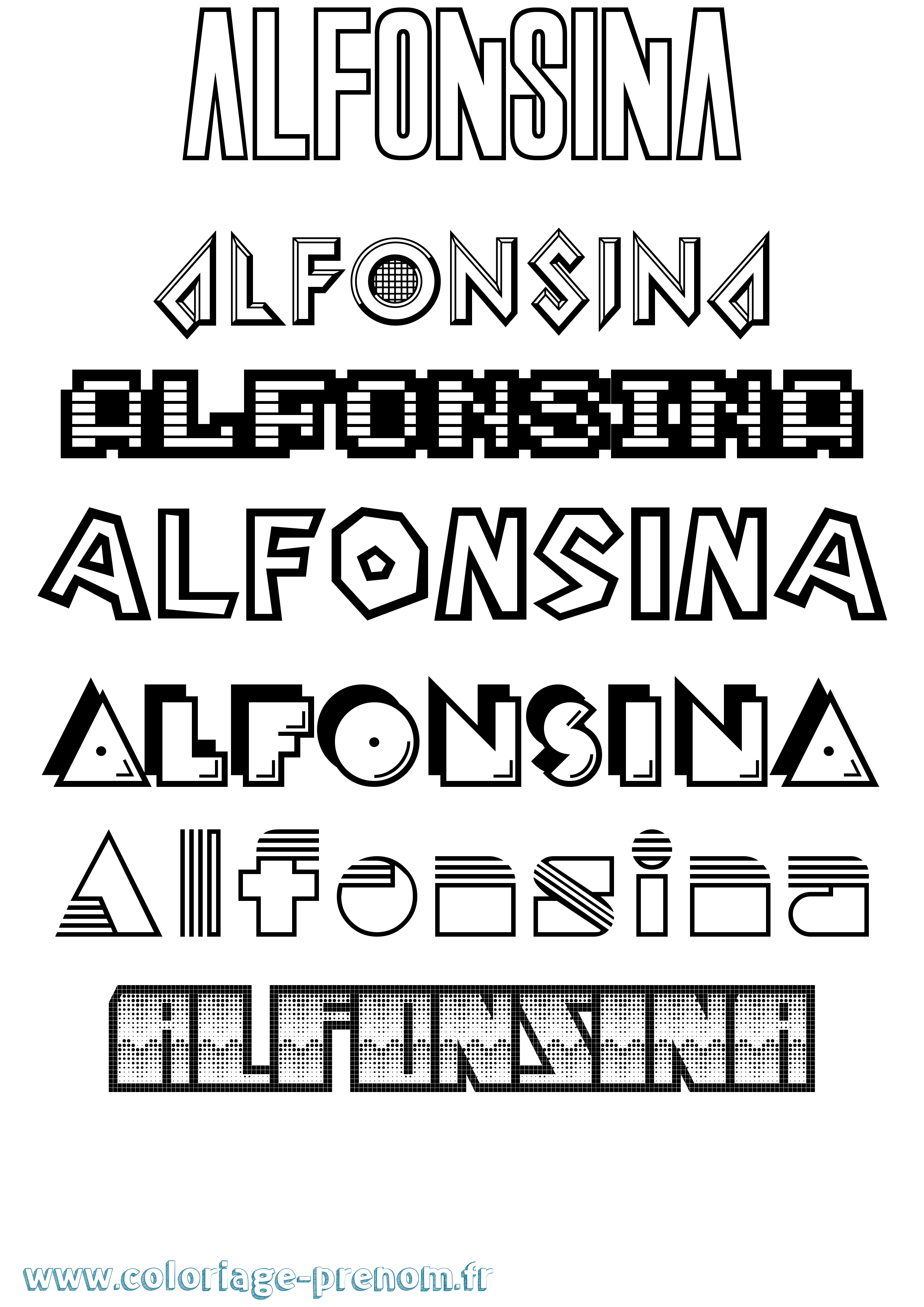 Coloriage Alfonsina Jeux Vidéos Coloriage prénom Alfonsina Jeux Vidéos