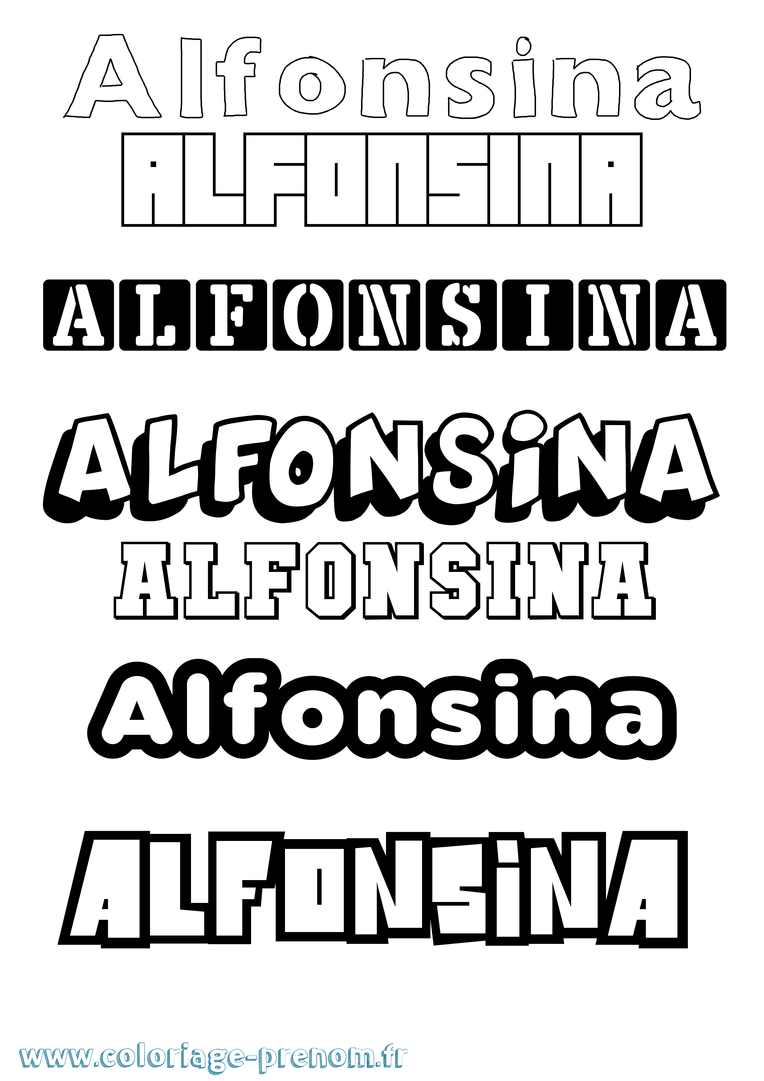 Coloriage Alfonsina Simple Coloriage prénom Alfonsina Simple