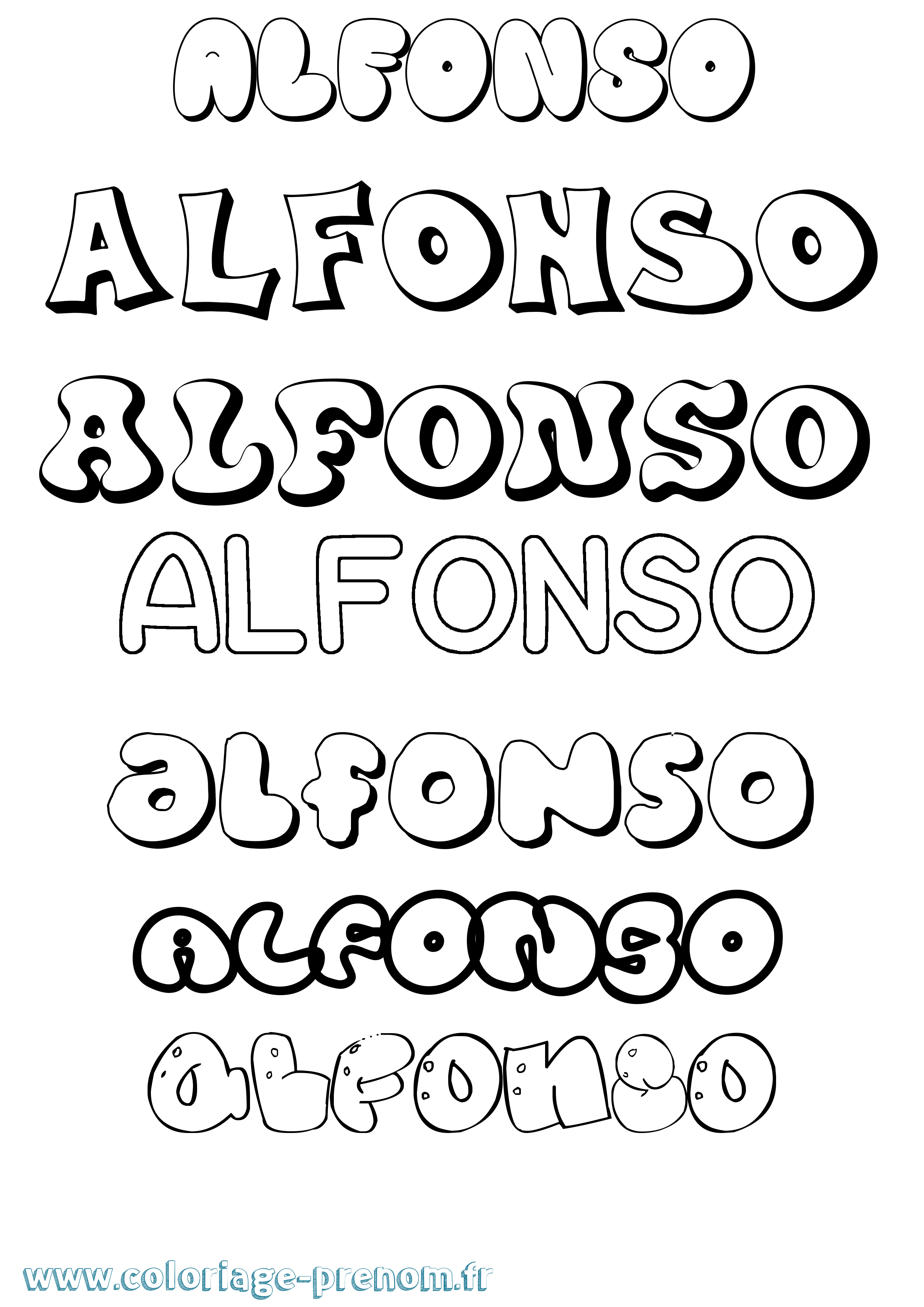 Coloriage prénom Alfonso Bubble