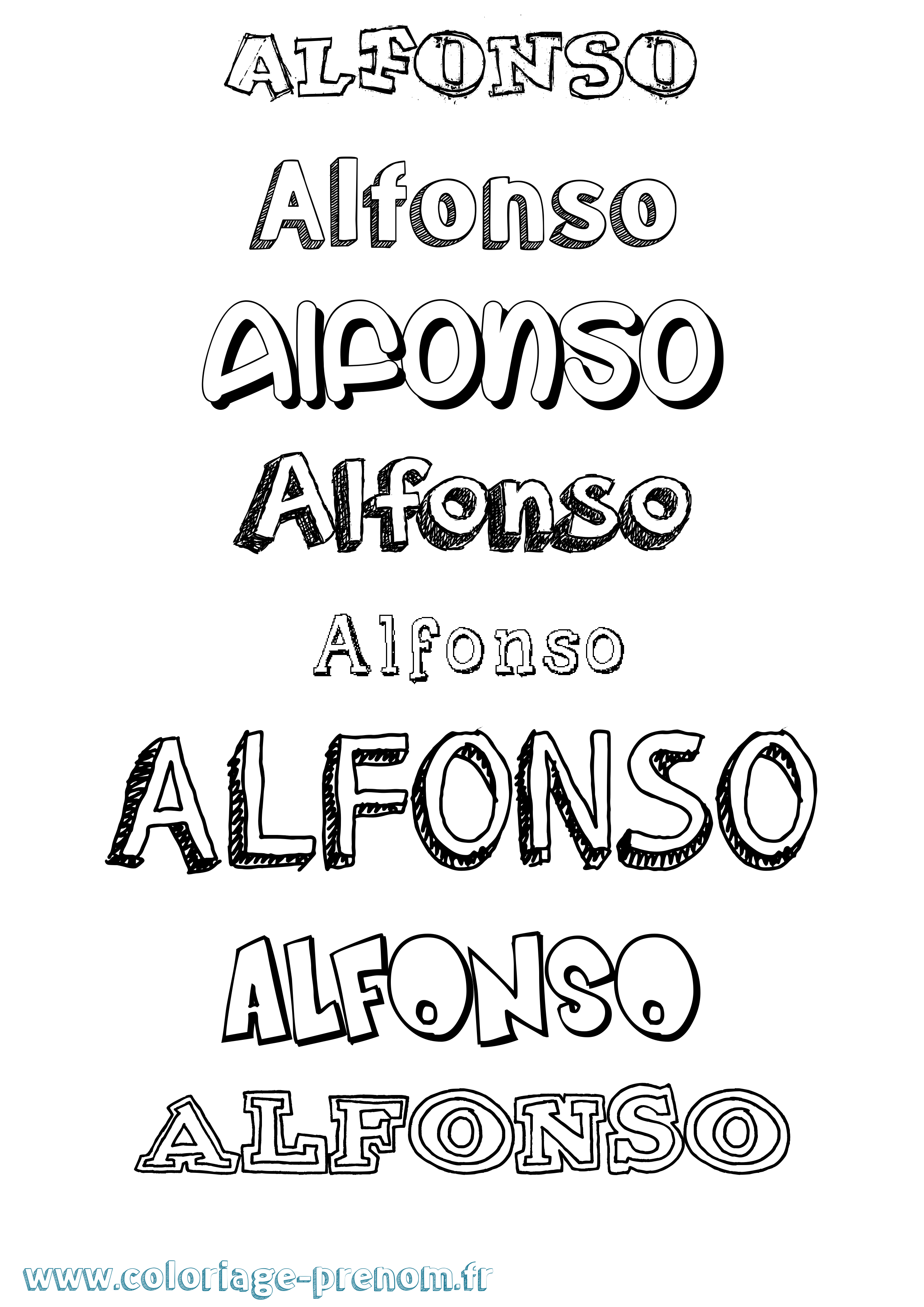Coloriage prénom Alfonso Dessiné