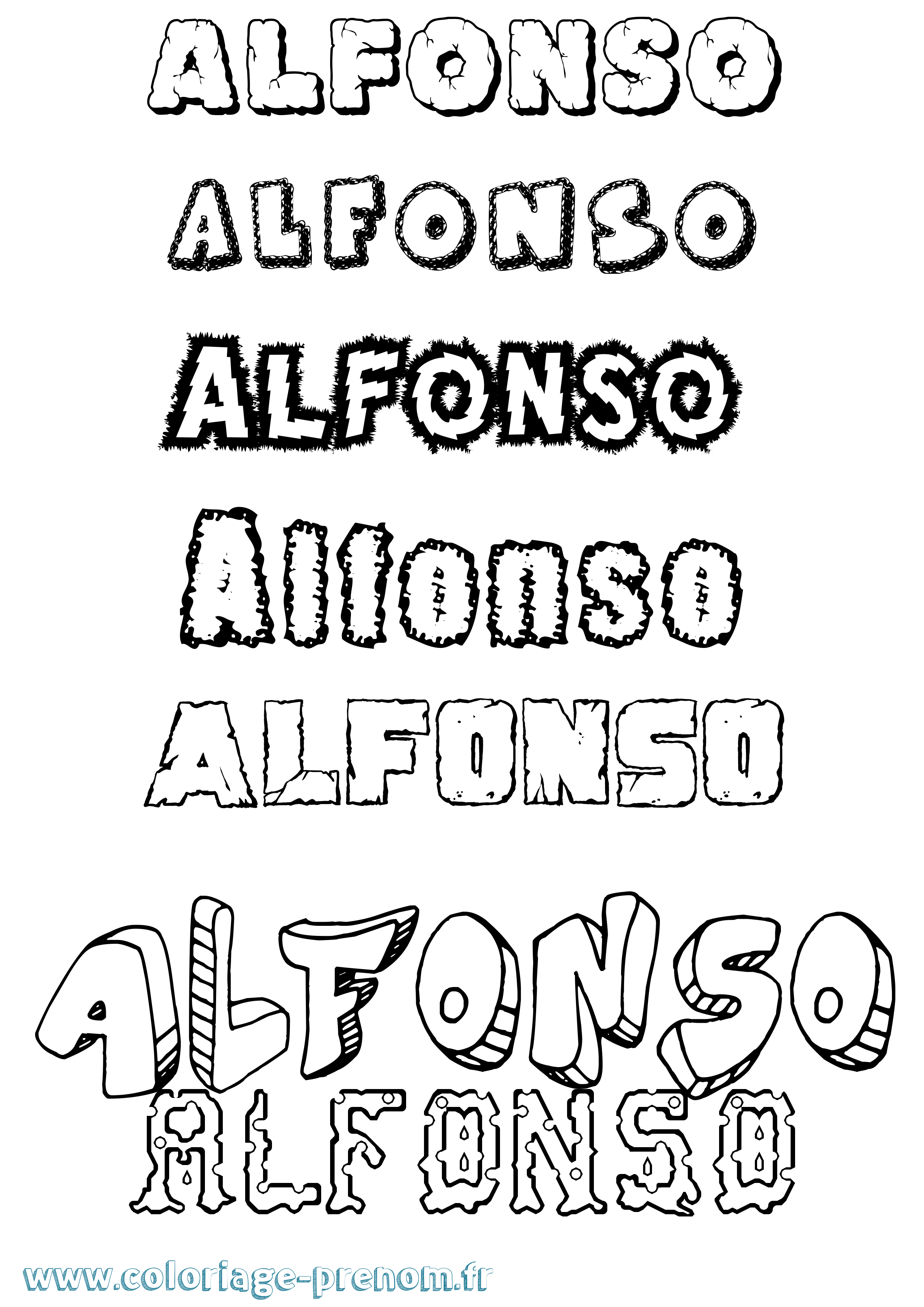 Coloriage prénom Alfonso Destructuré