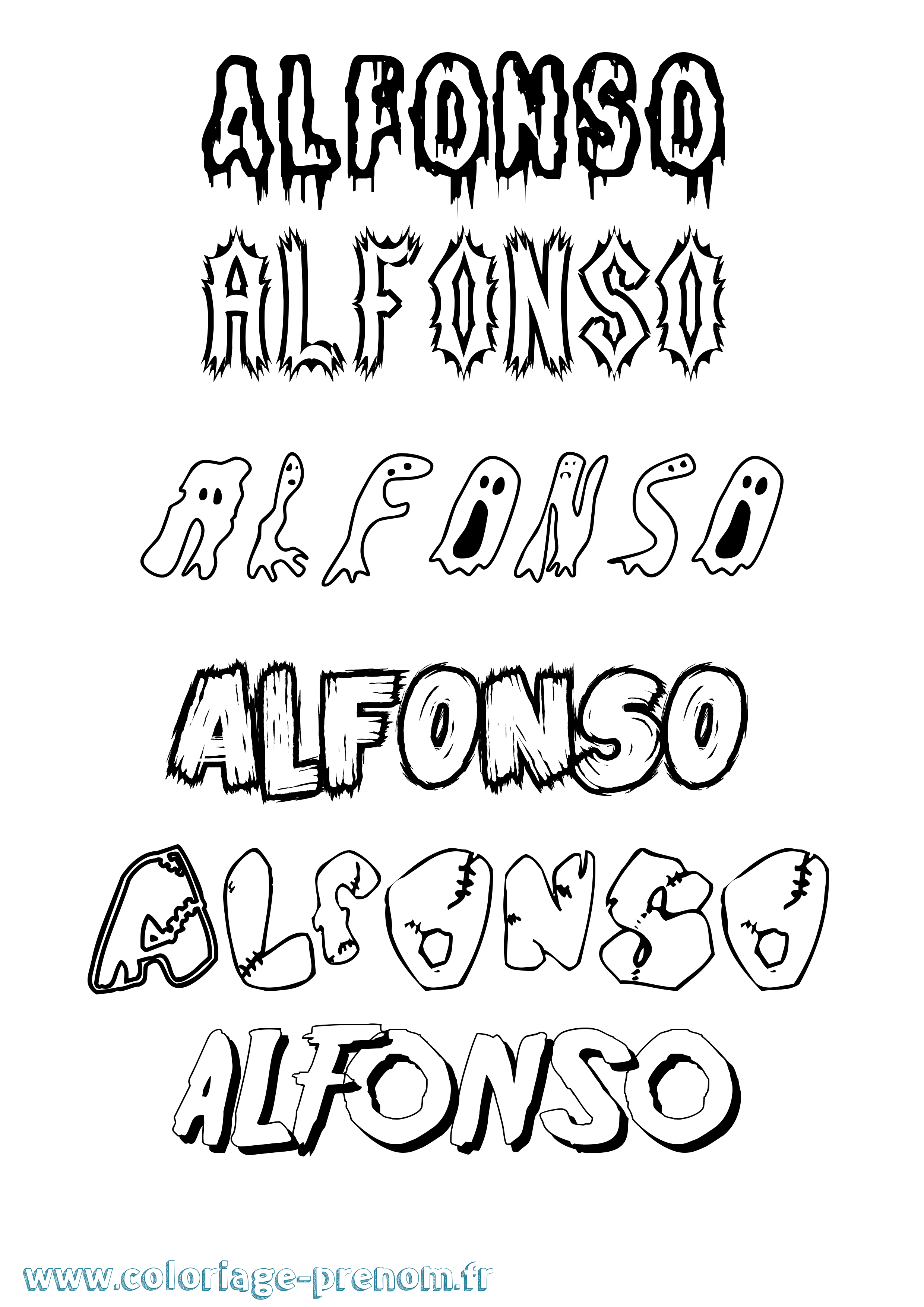 Coloriage prénom Alfonso Frisson