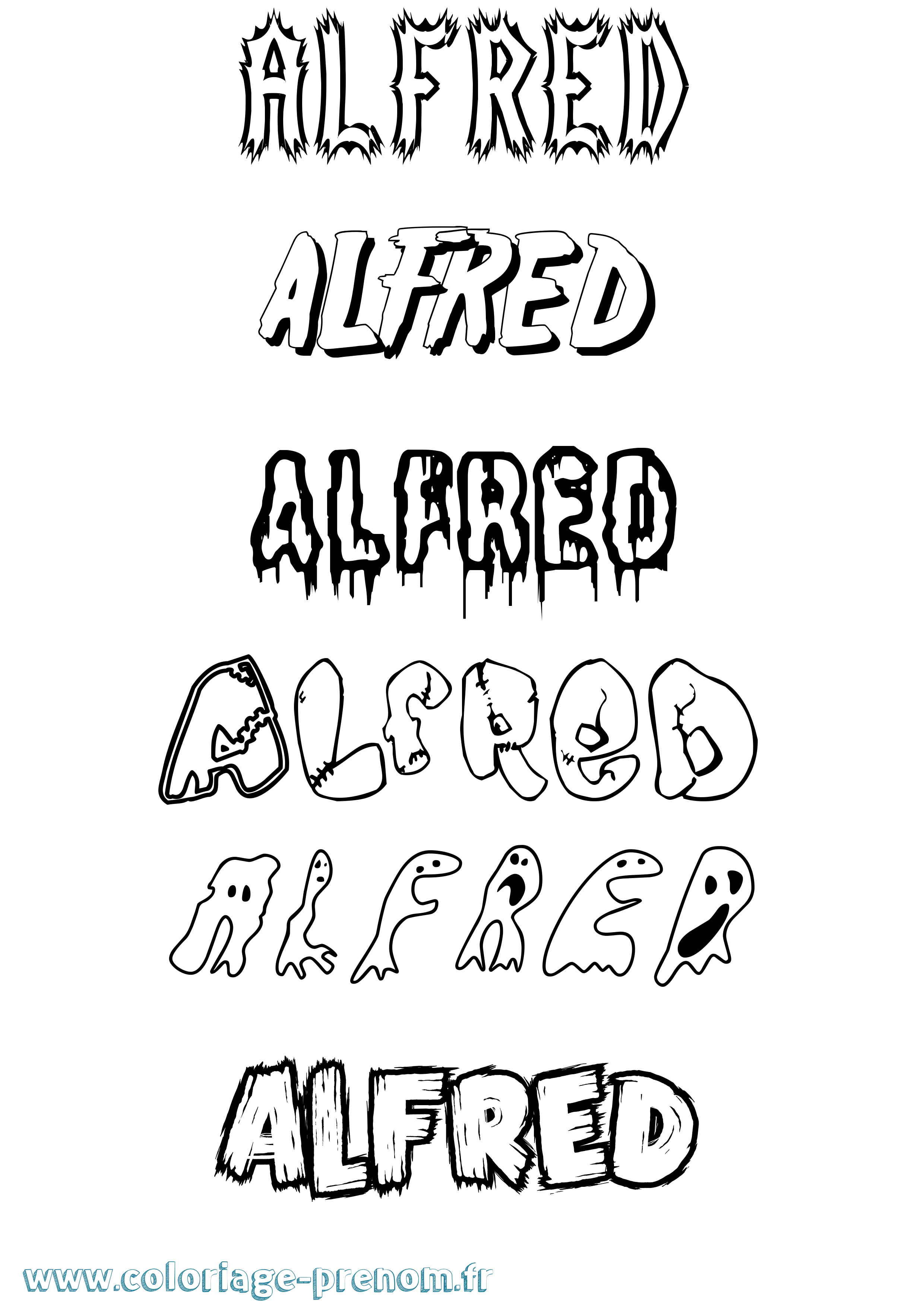 Coloriage prénom Alfred Frisson