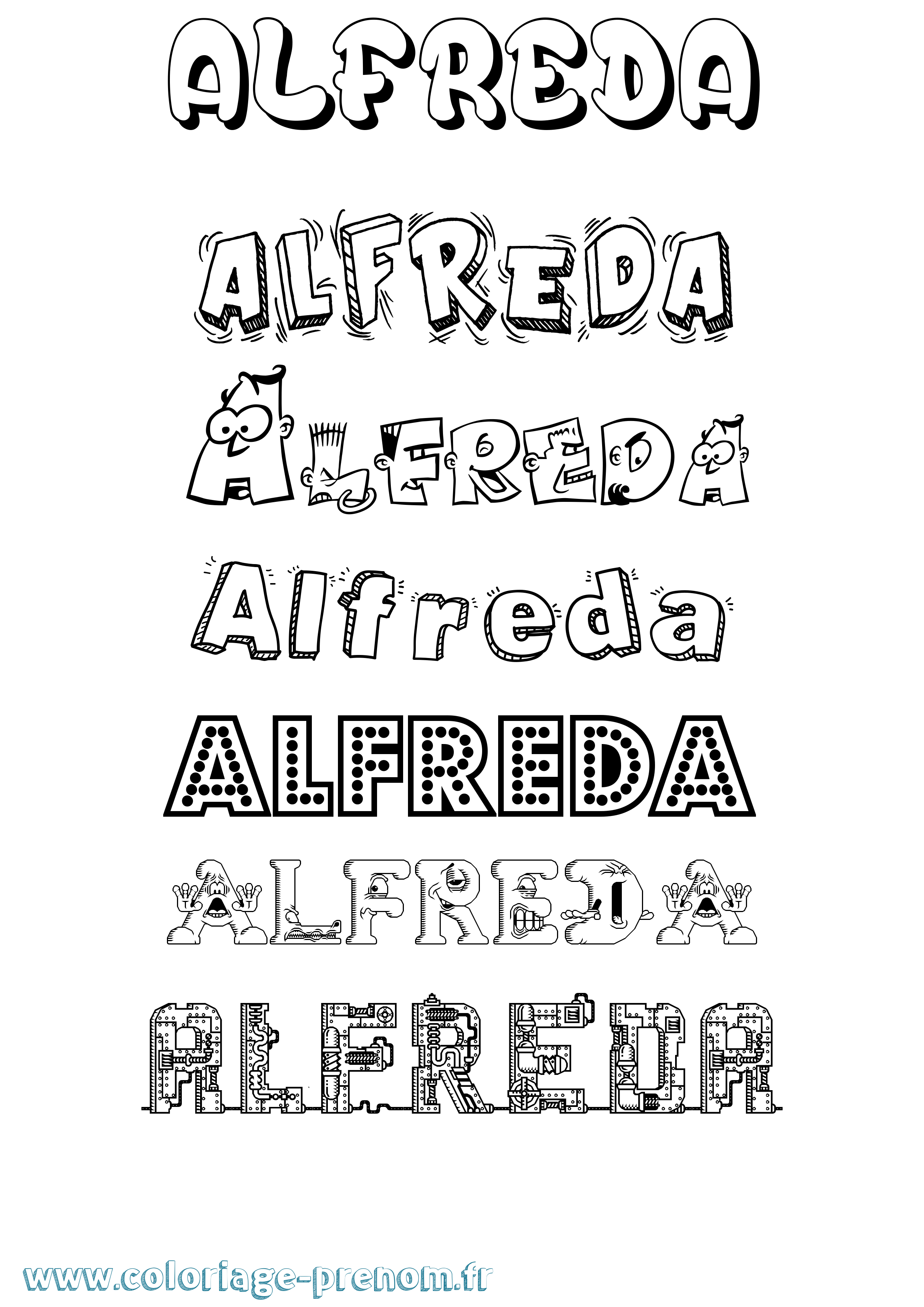 Coloriage prénom Alfreda Fun