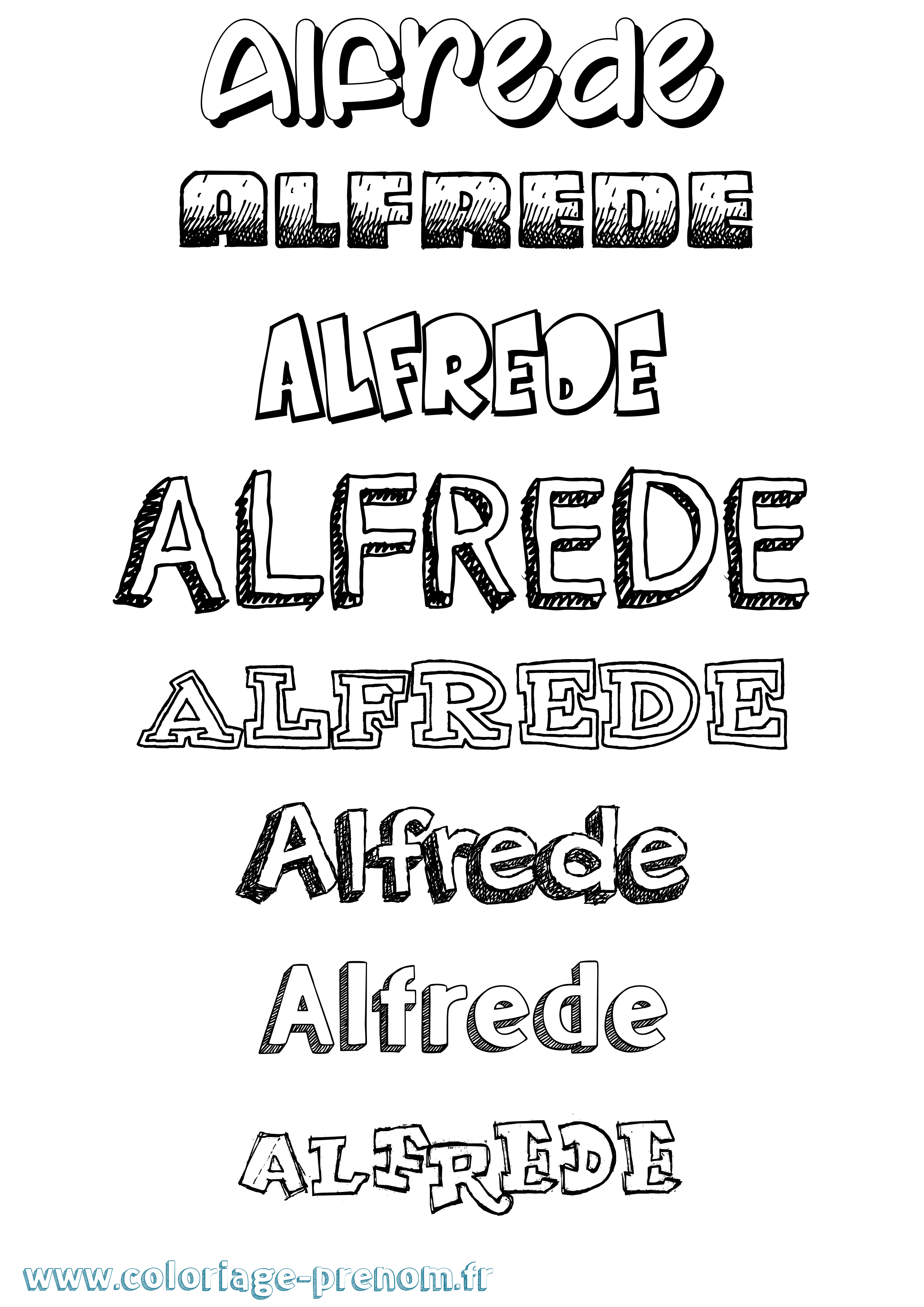 Coloriage prénom Alfrede Dessiné