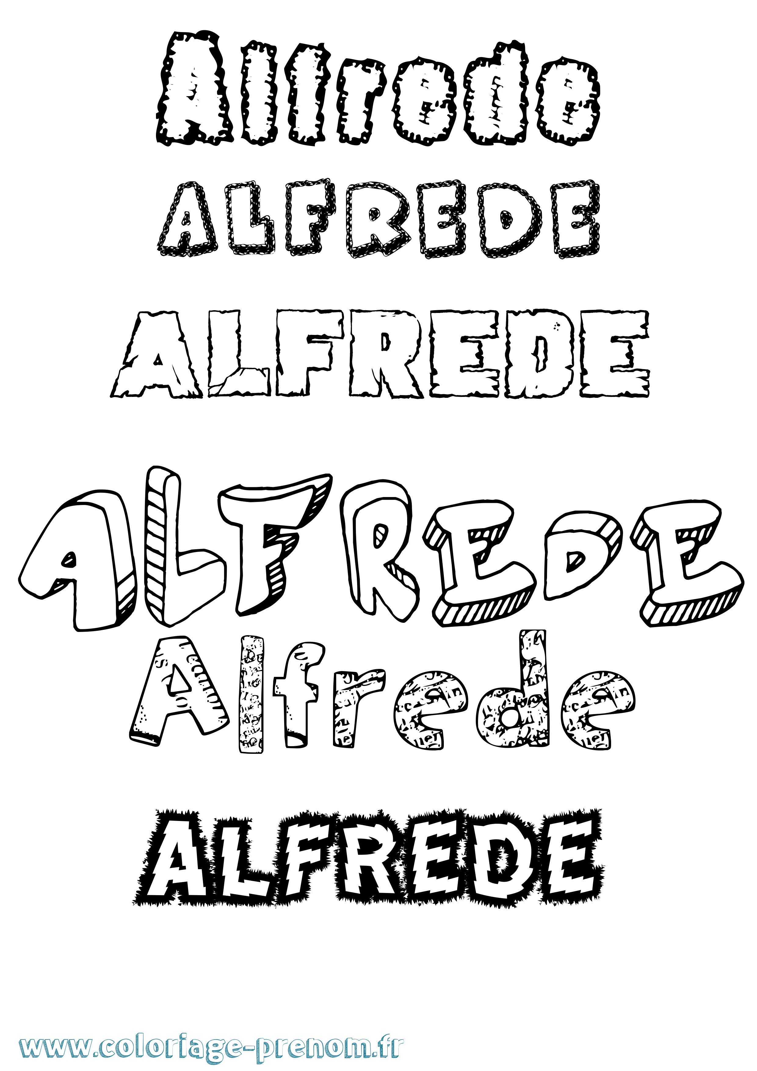 Coloriage prénom Alfrede Destructuré