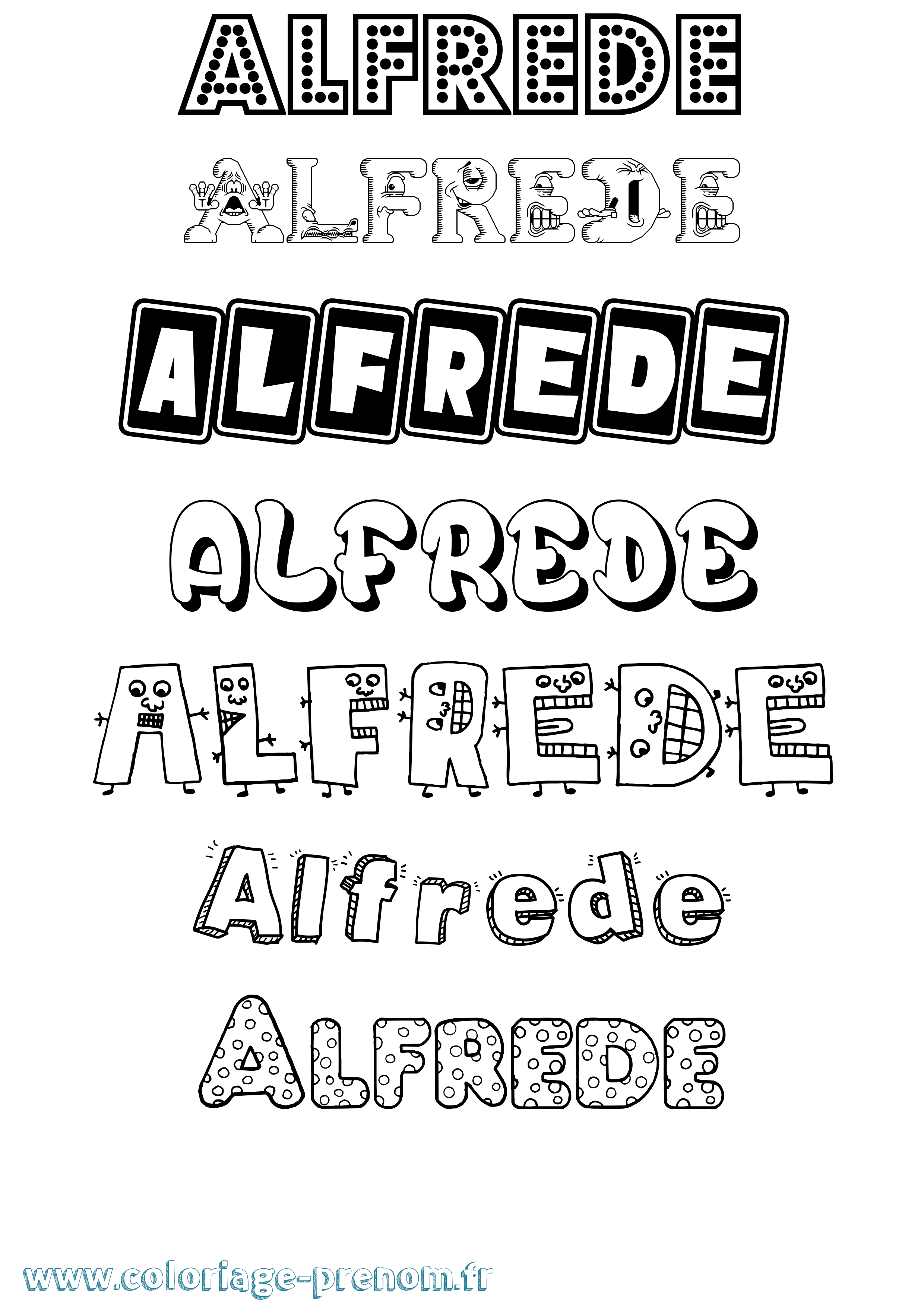 Coloriage prénom Alfrede Fun