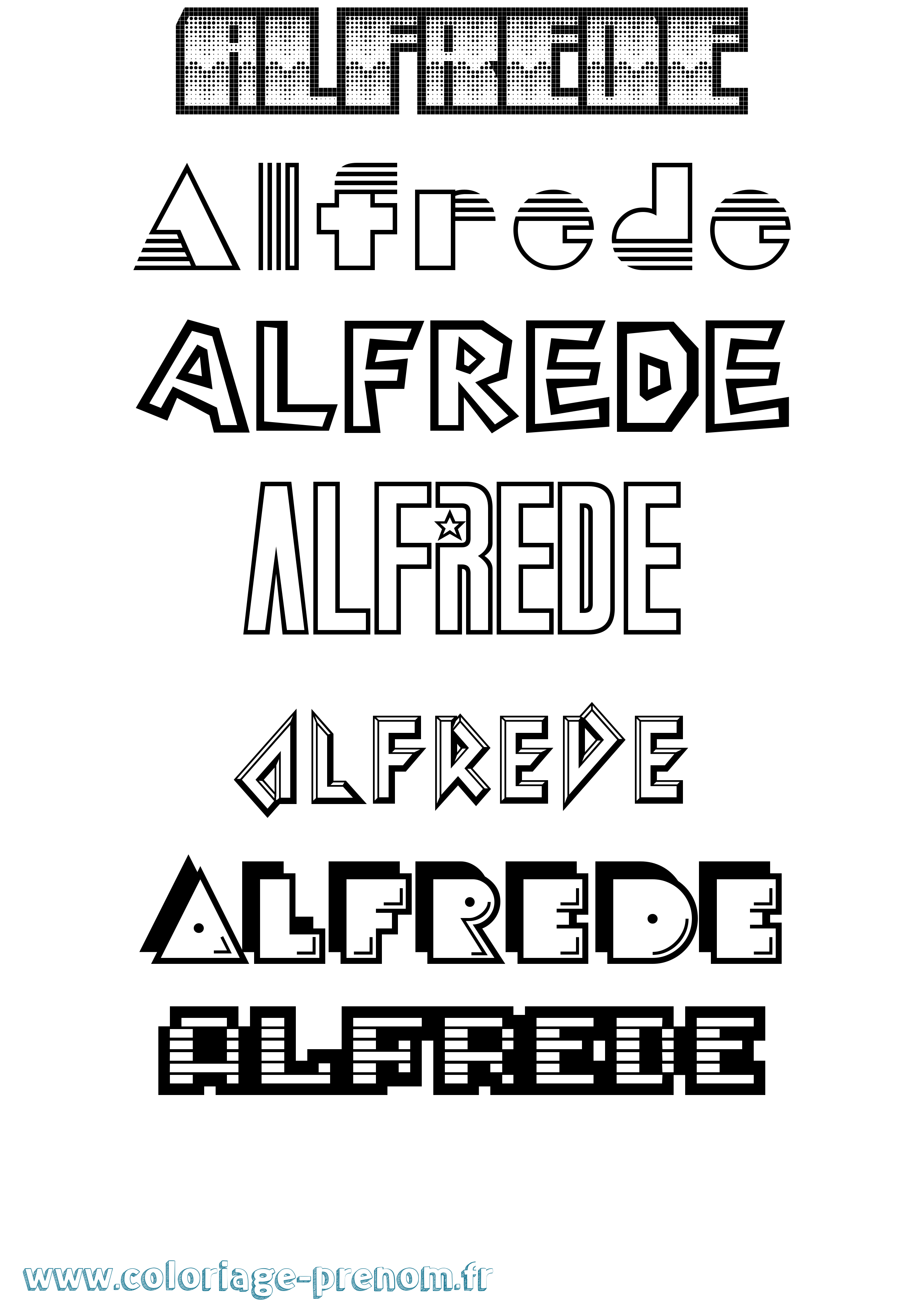 Coloriage prénom Alfrede Jeux Vidéos