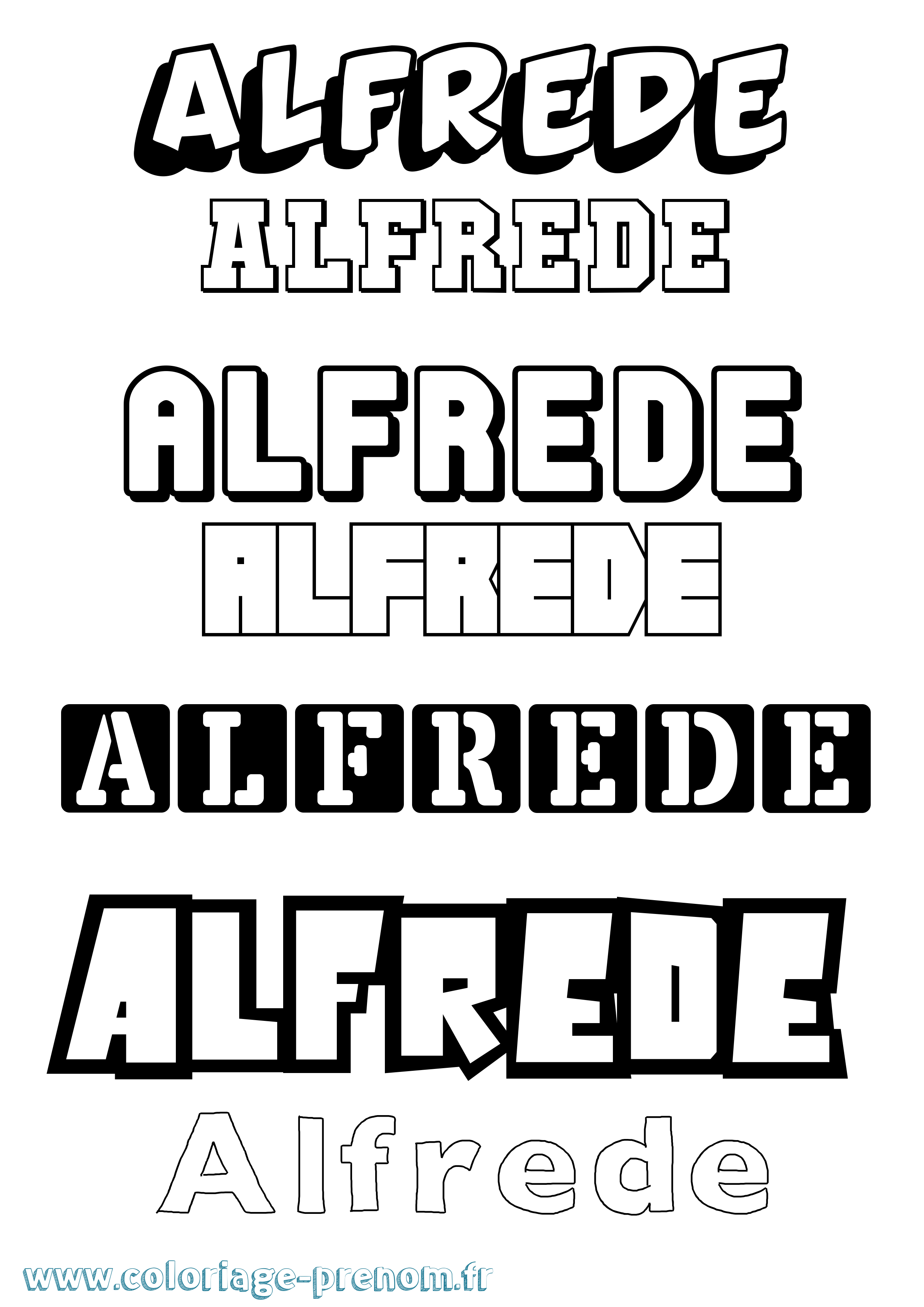 Coloriage prénom Alfrede Simple