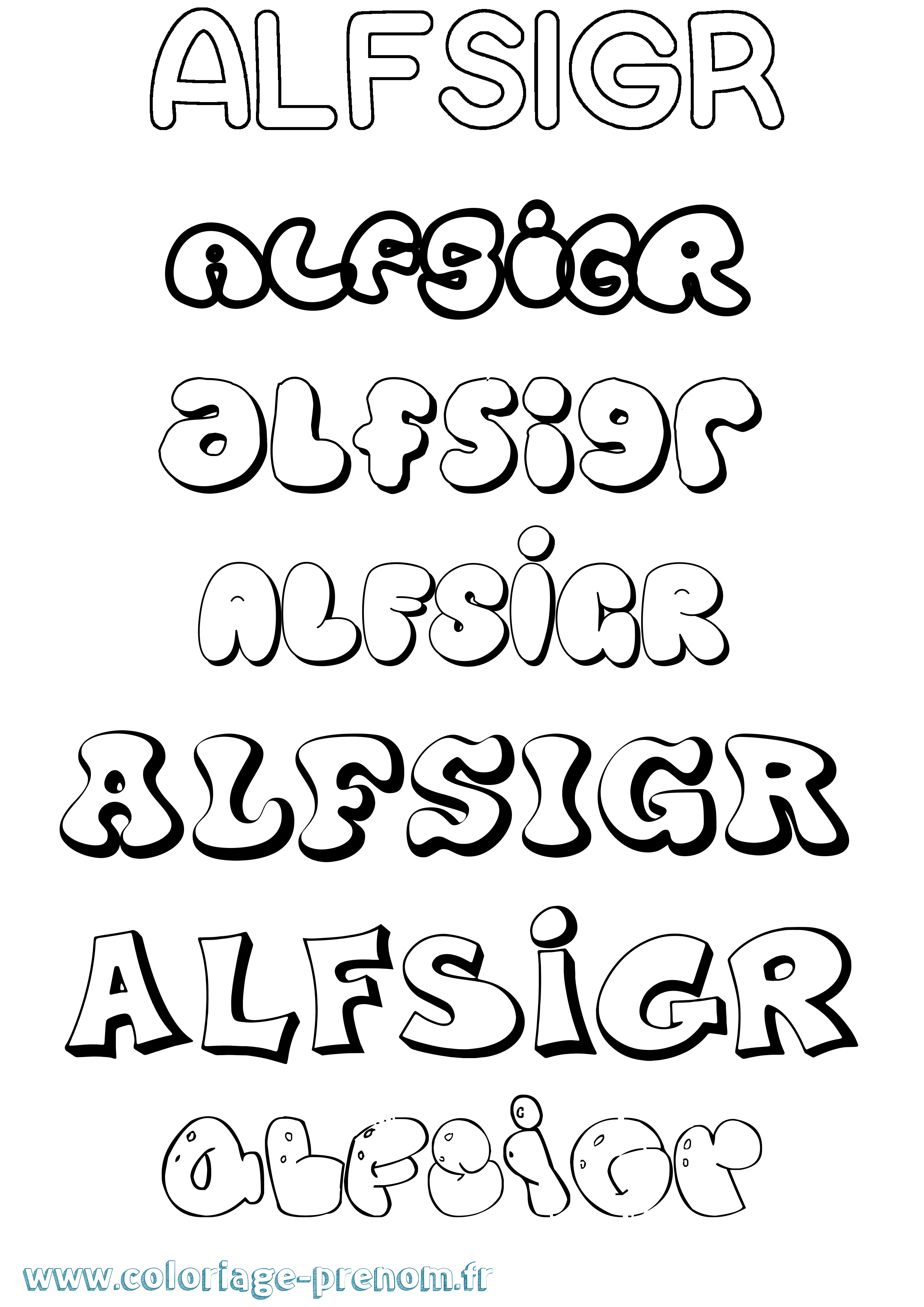 Coloriage Alfsigr Bubble Coloriage prénom Alfsigr Bubble