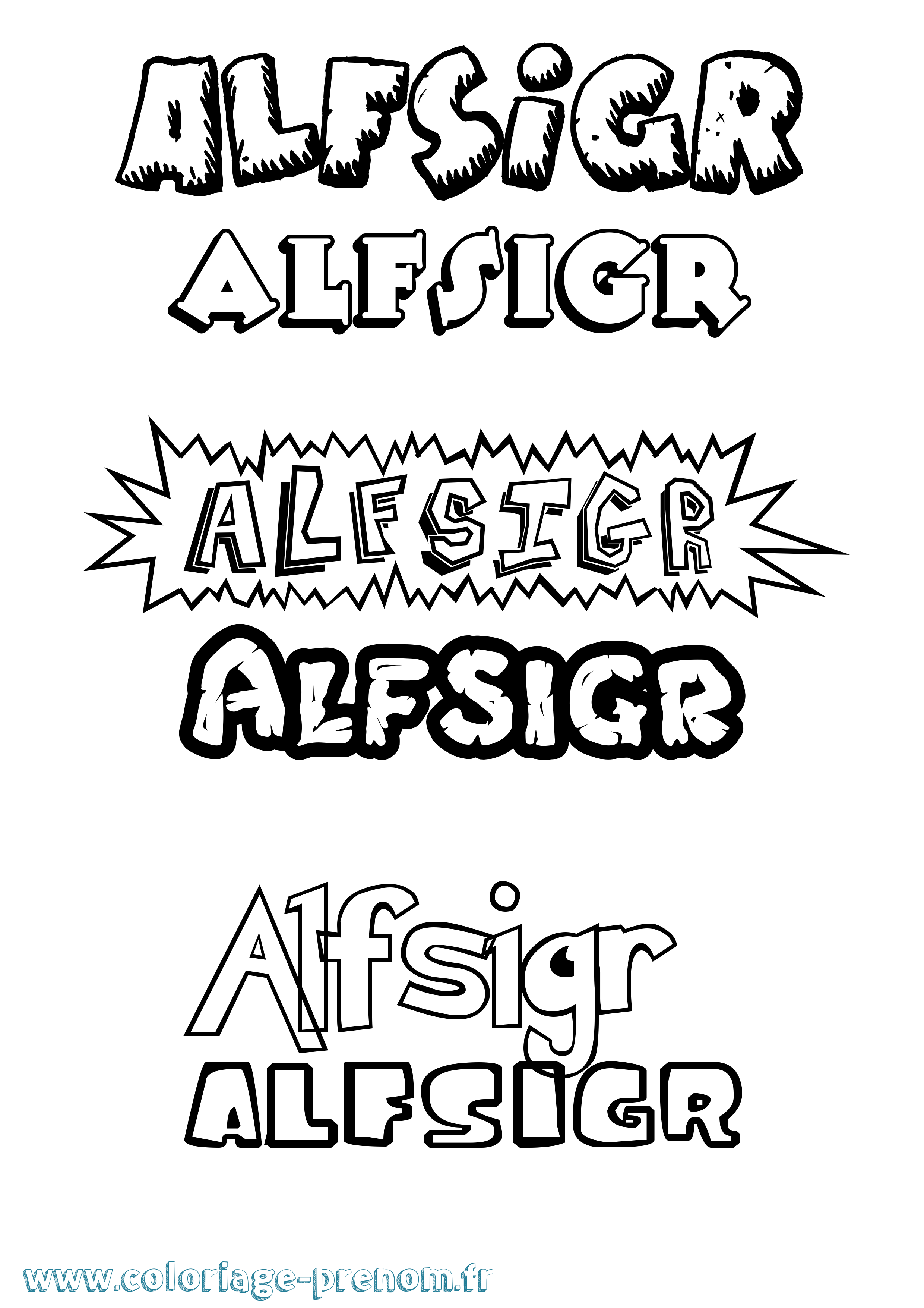Coloriage prénom Alfsigr Dessin Animé