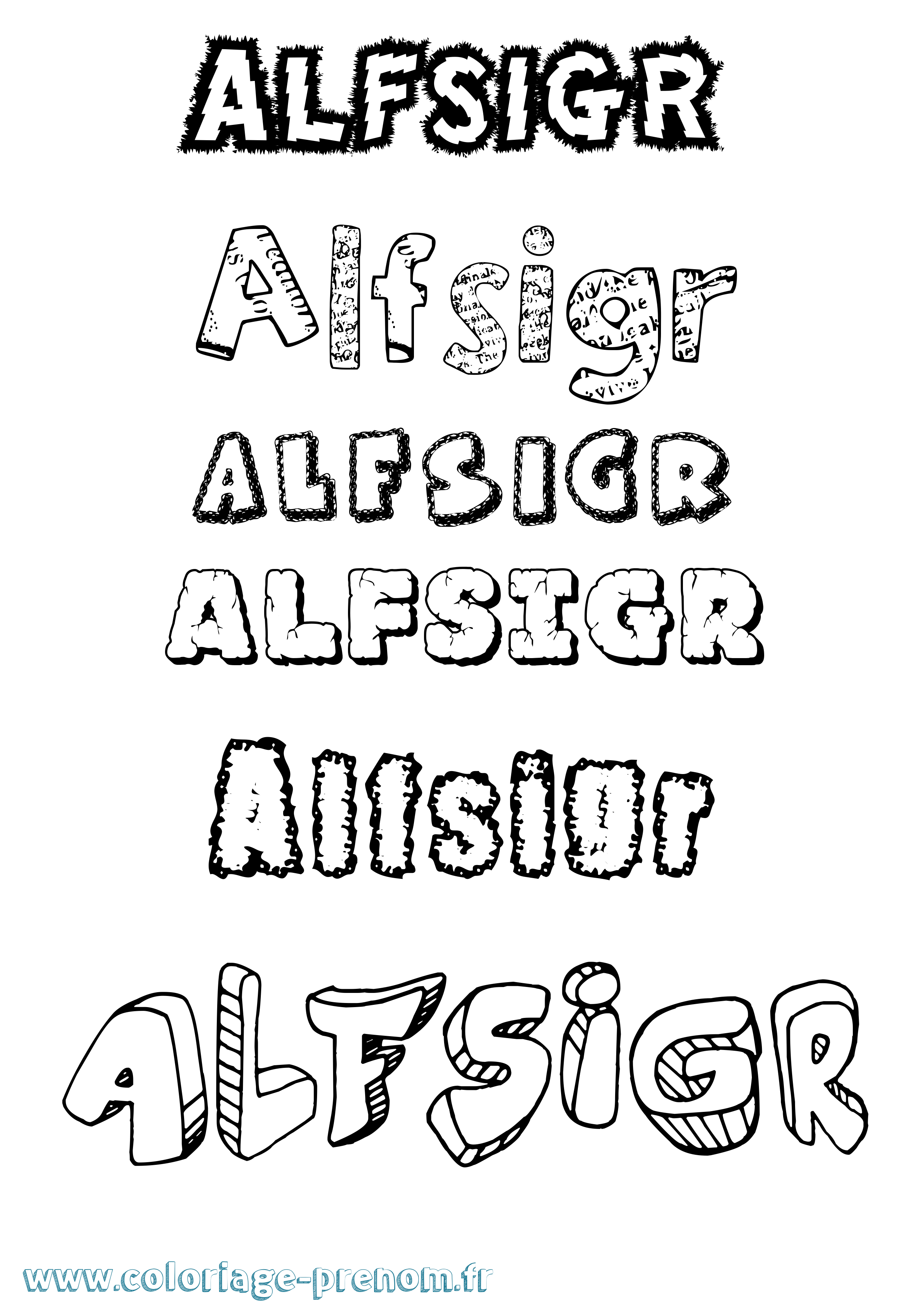 Coloriage Alfsigr Destructuré Coloriage prénom Alfsigr Destructuré