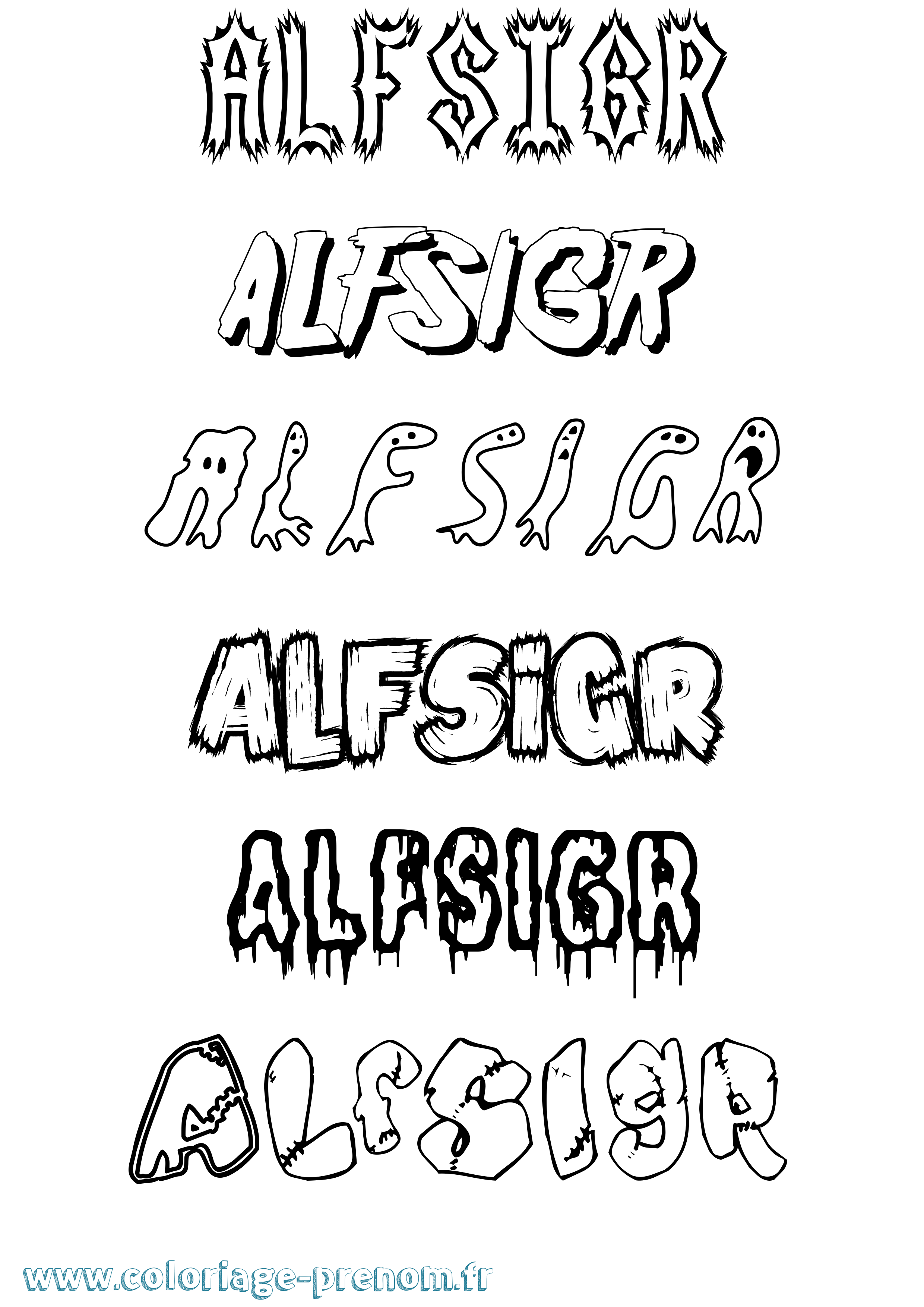 Coloriage Alfsigr Frisson Coloriage prénom Alfsigr Frisson