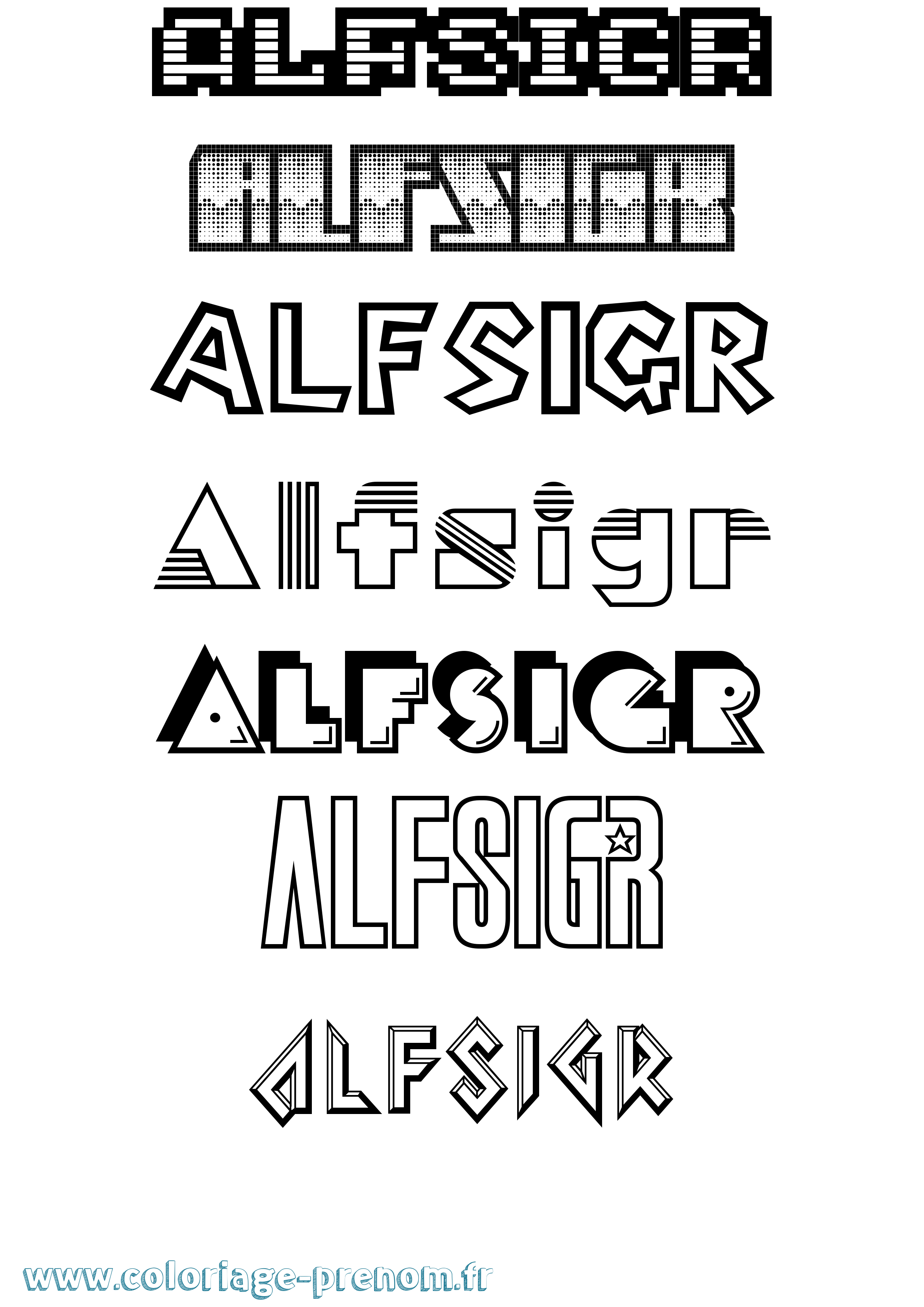 Coloriage Alfsigr Jeux Vidéos Coloriage prénom Alfsigr Jeux Vidéos