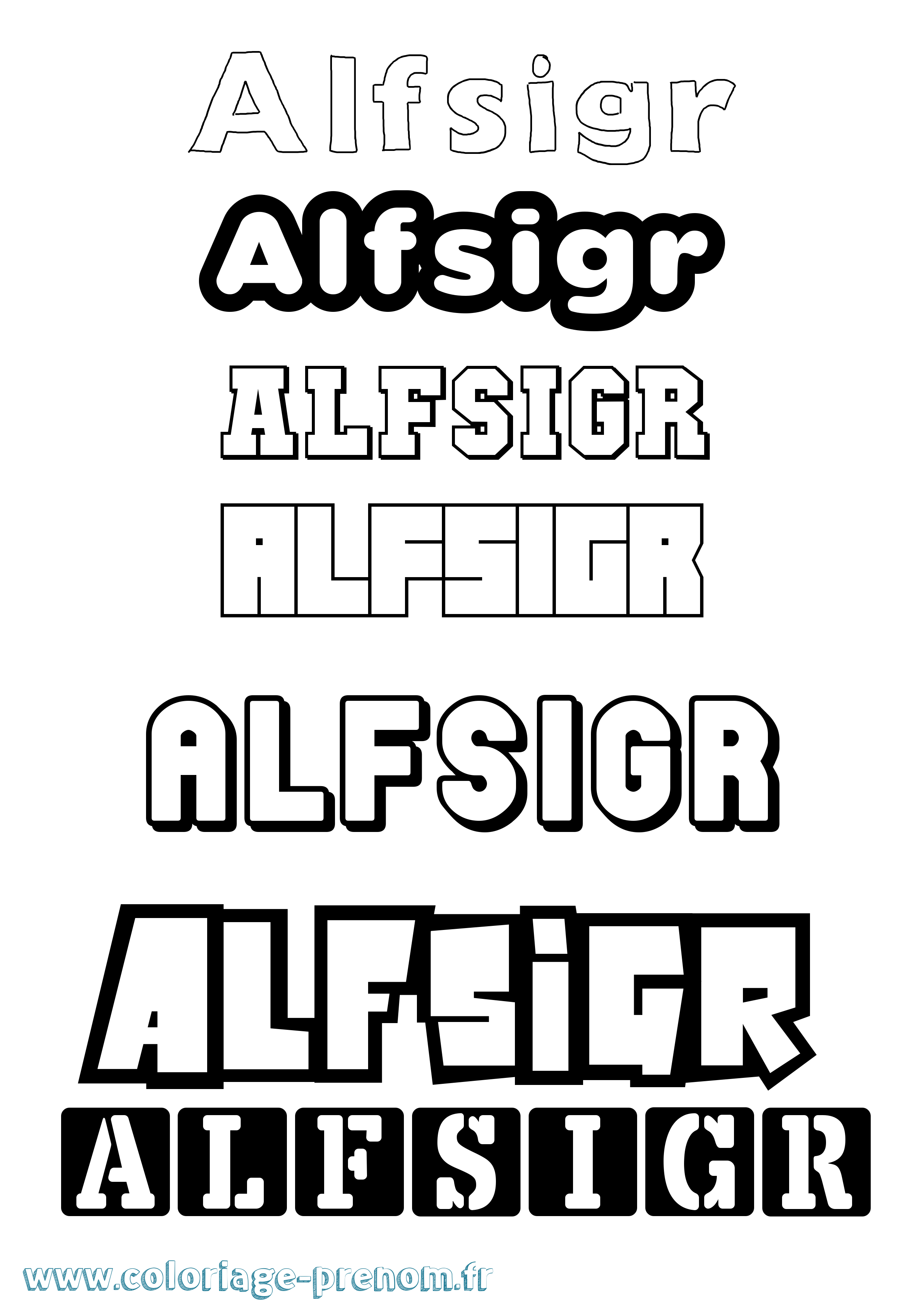 Coloriage prénom Alfsigr Simple