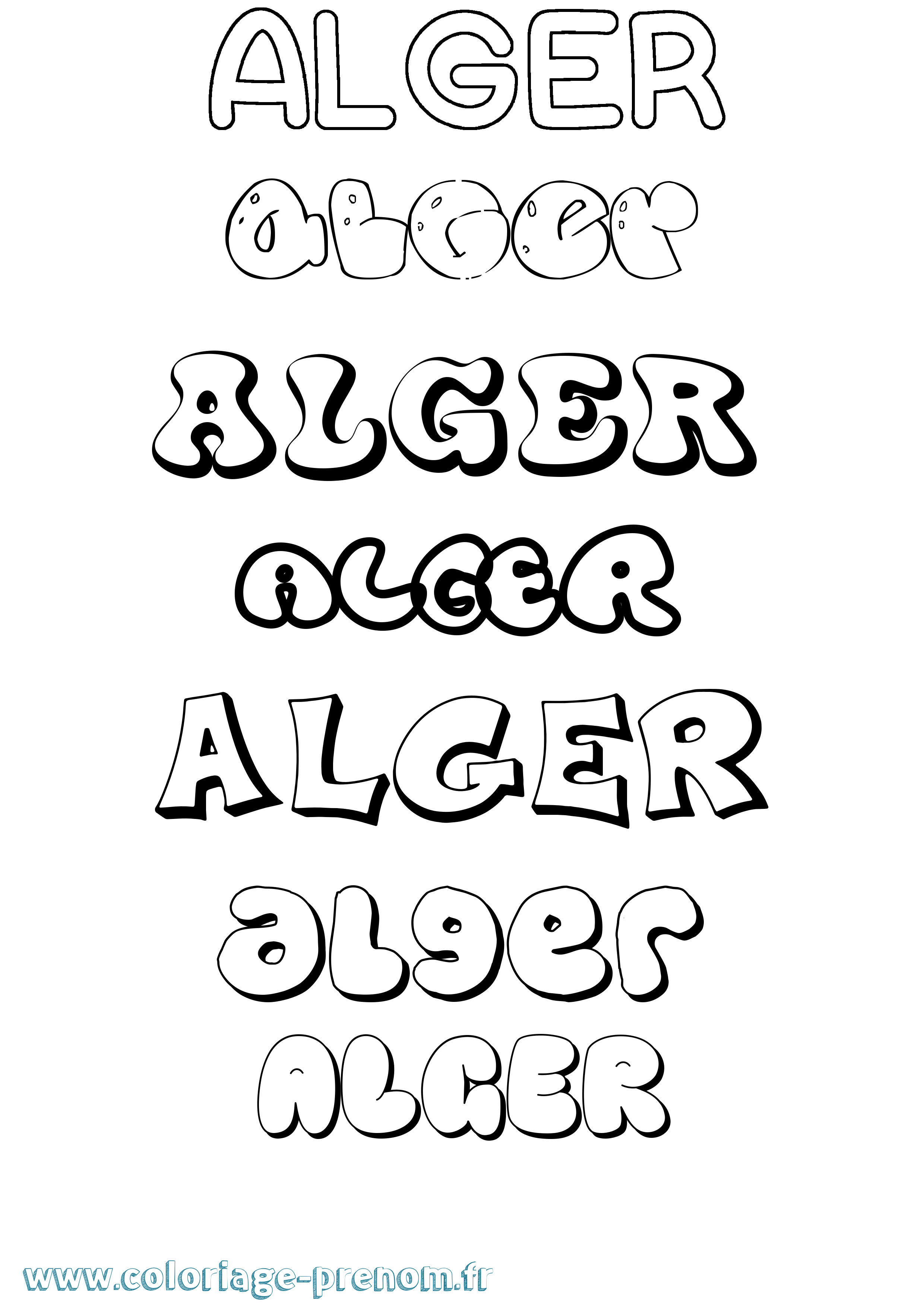 Coloriage prénom Alger Bubble