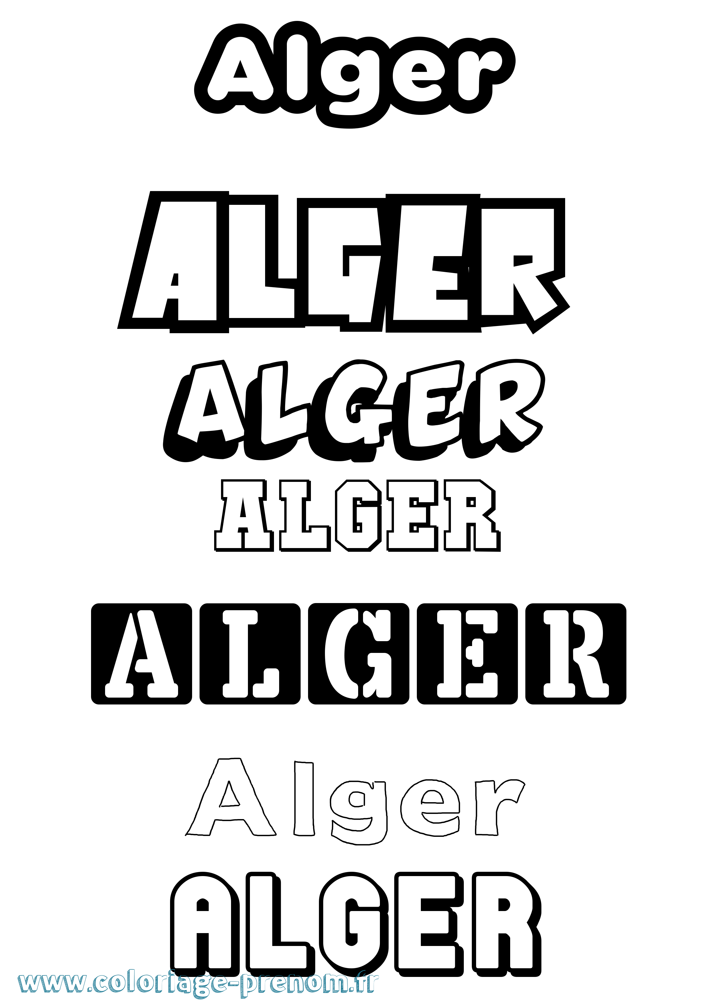 Coloriage prénom Alger Simple
