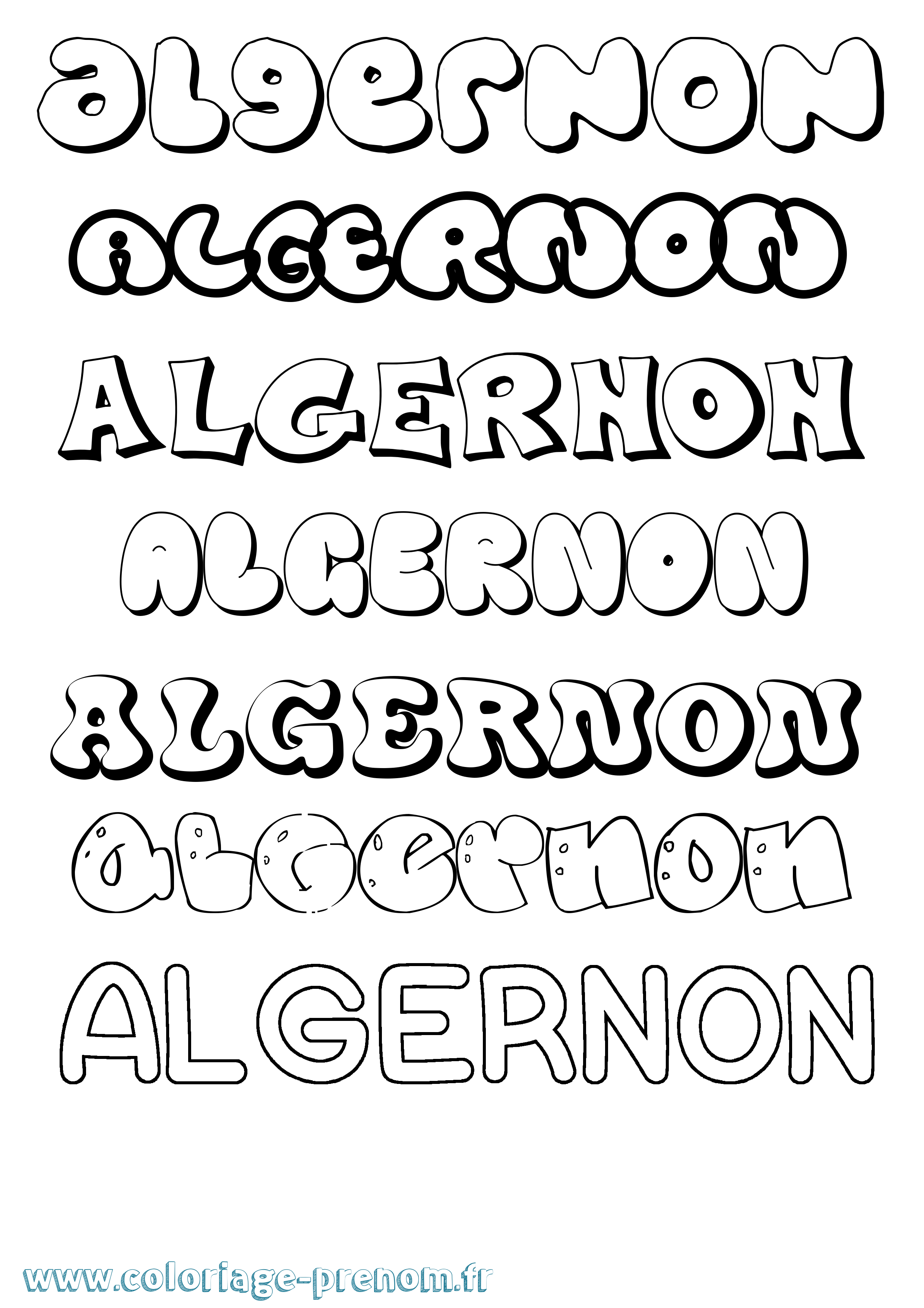 Coloriage Algernon Bubble Coloriage prénom Algernon Bubble