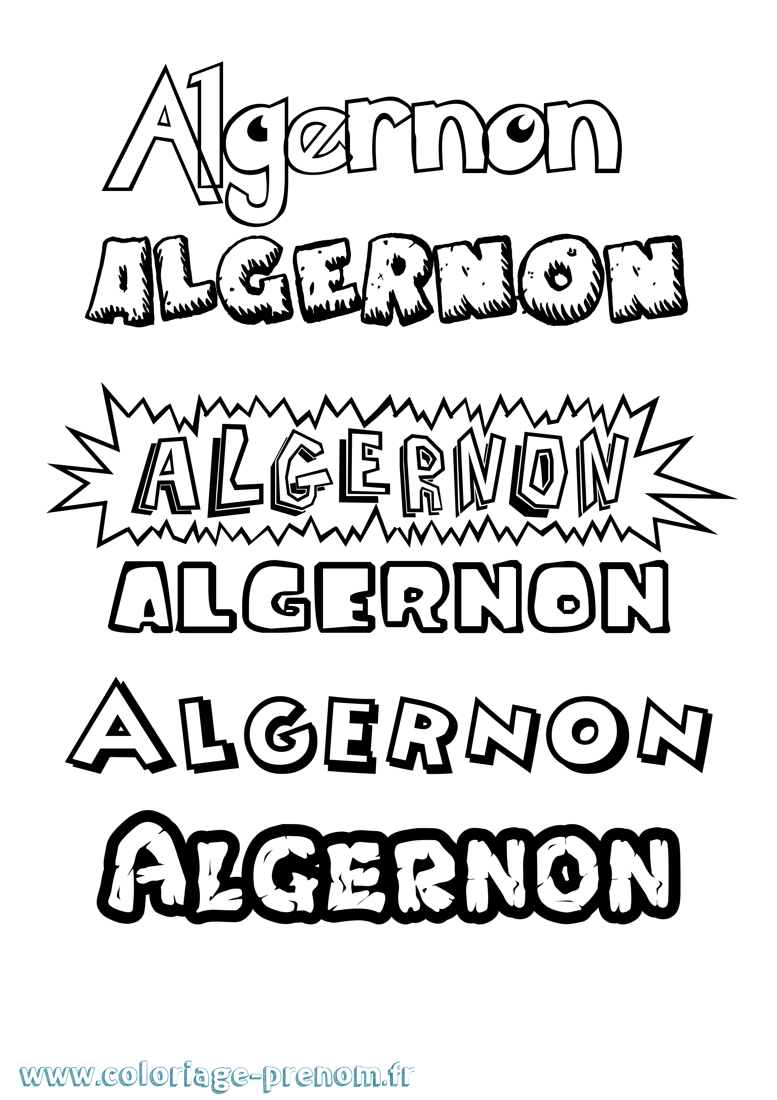 Coloriage Algernon Dessin Animé Coloriage prénom Algernon Dessin Animé