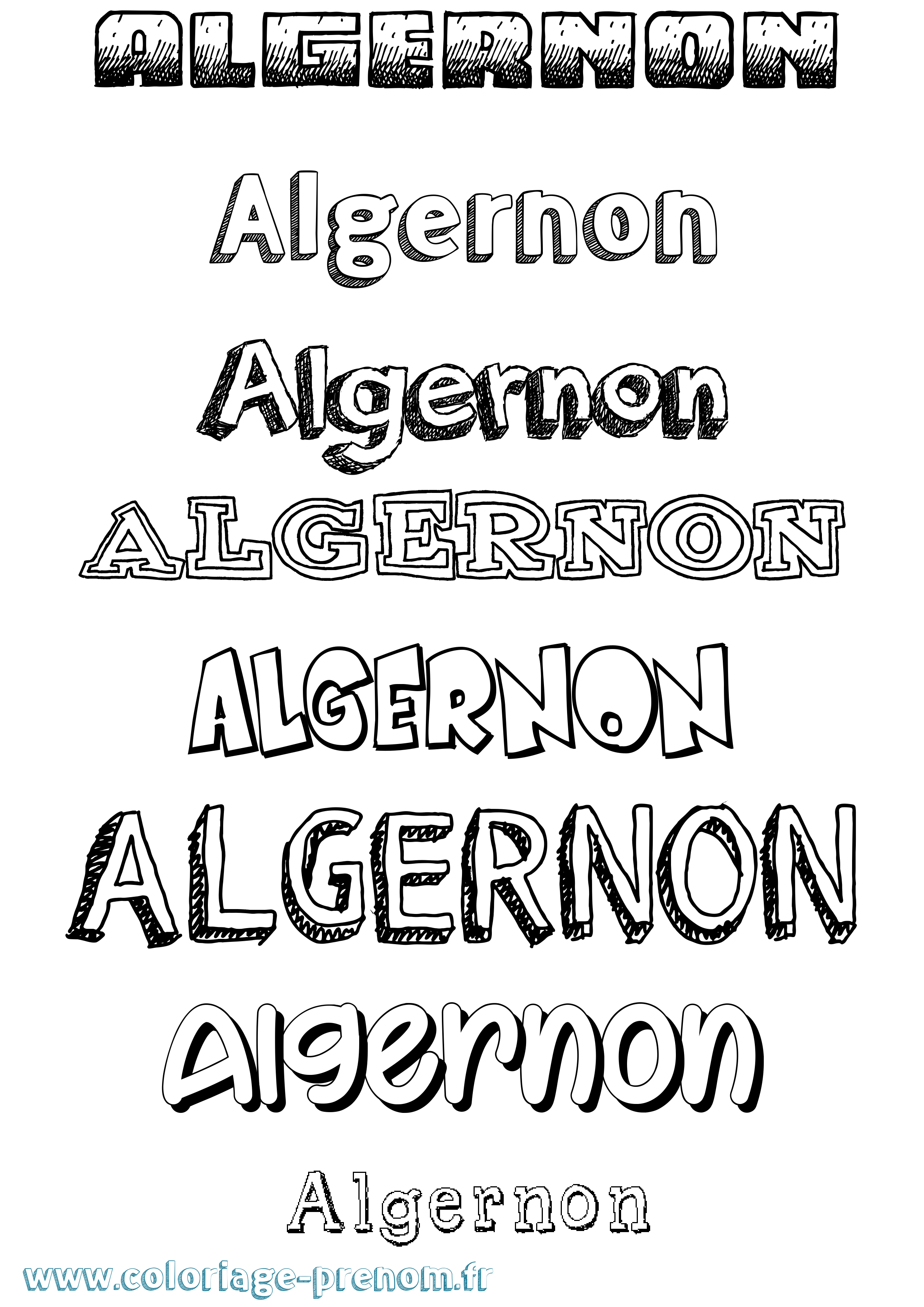 Coloriage Algernon Dessiné Coloriage prénom Algernon Dessiné