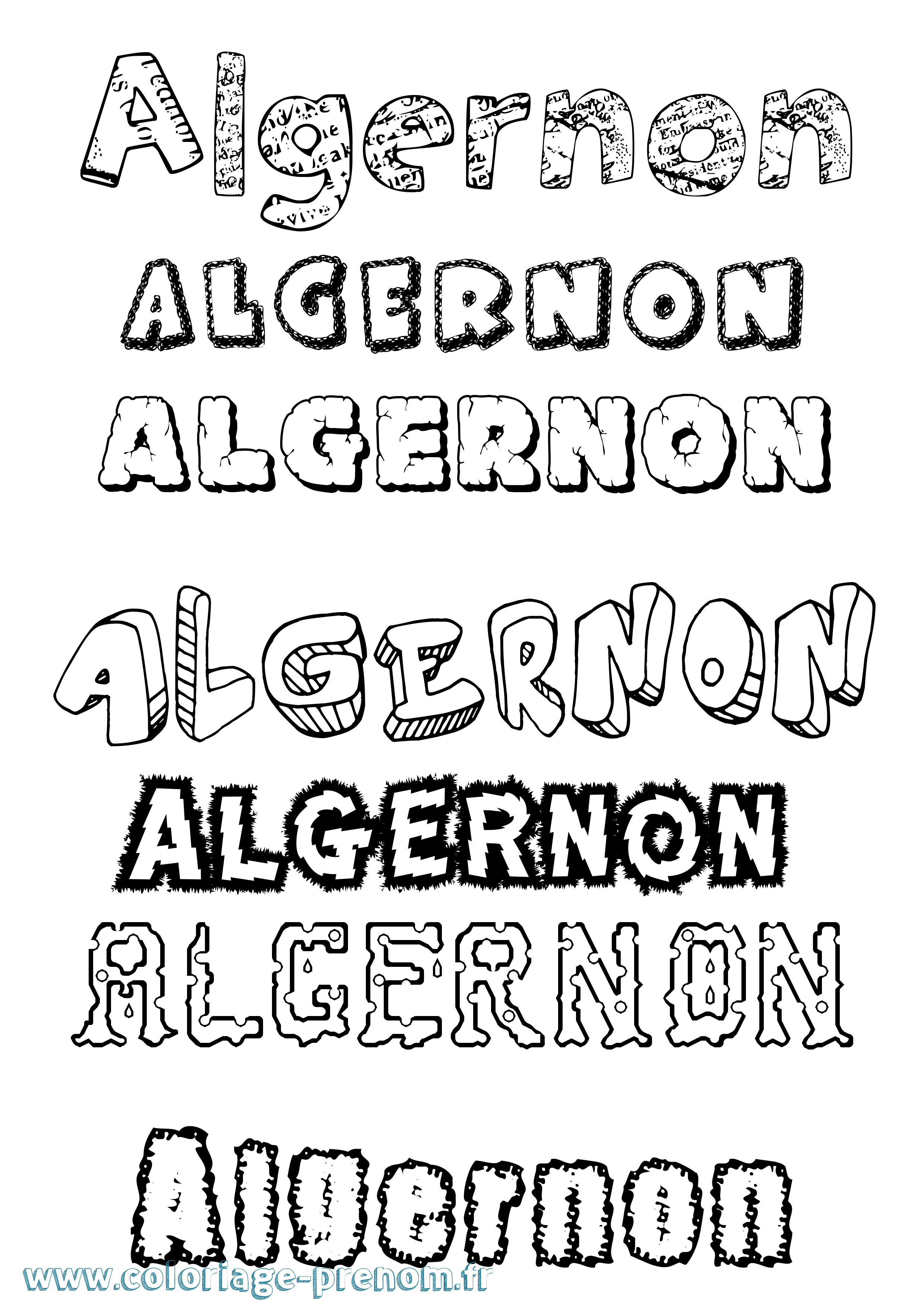 Coloriage Algernon Destructuré Coloriage prénom Algernon Destructuré
