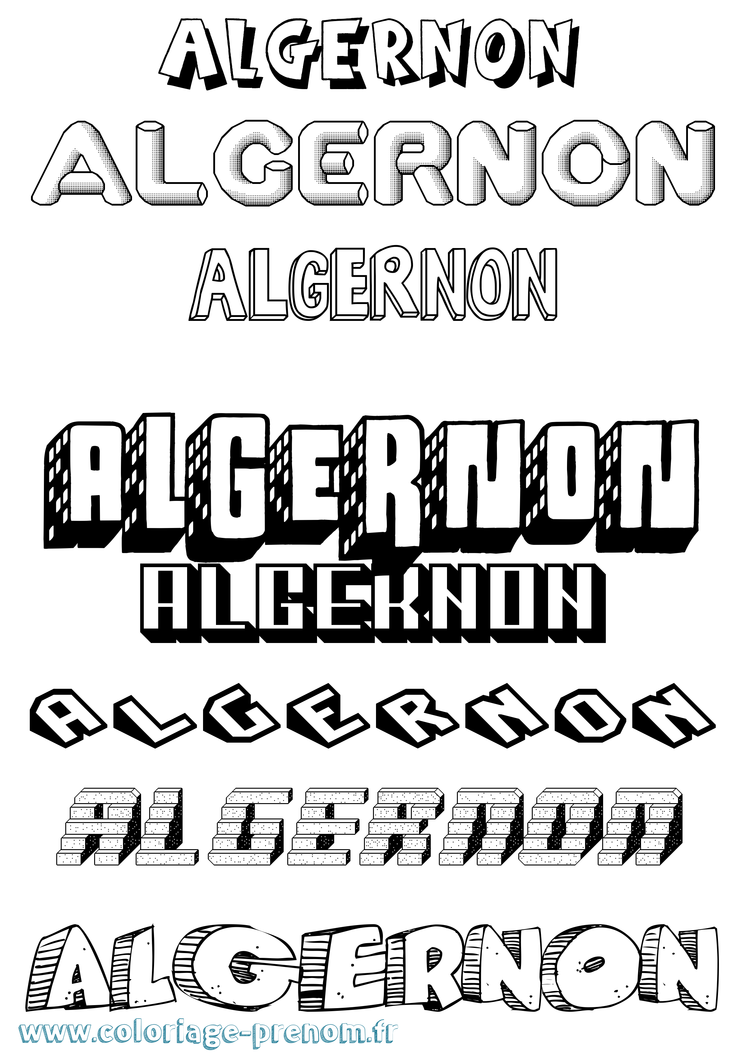 Coloriage Algernon Effet 3D Coloriage prénom Algernon Effet 3D