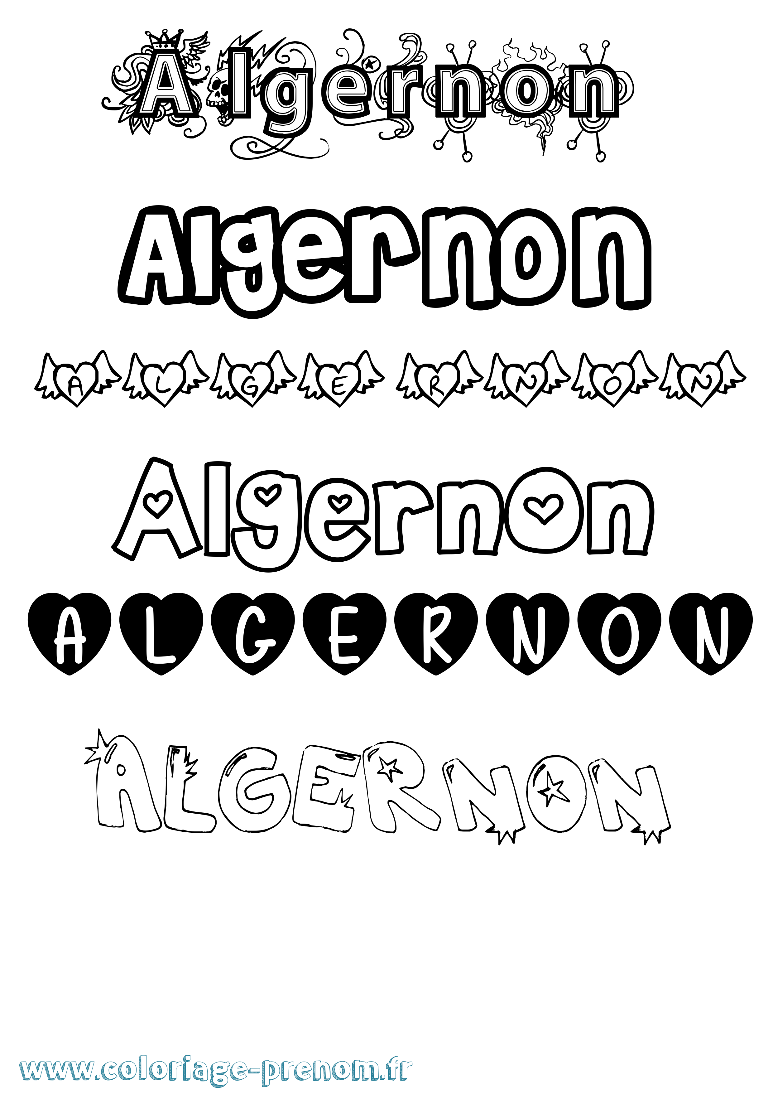 Coloriage Algernon Girly Coloriage prénom Algernon Girly