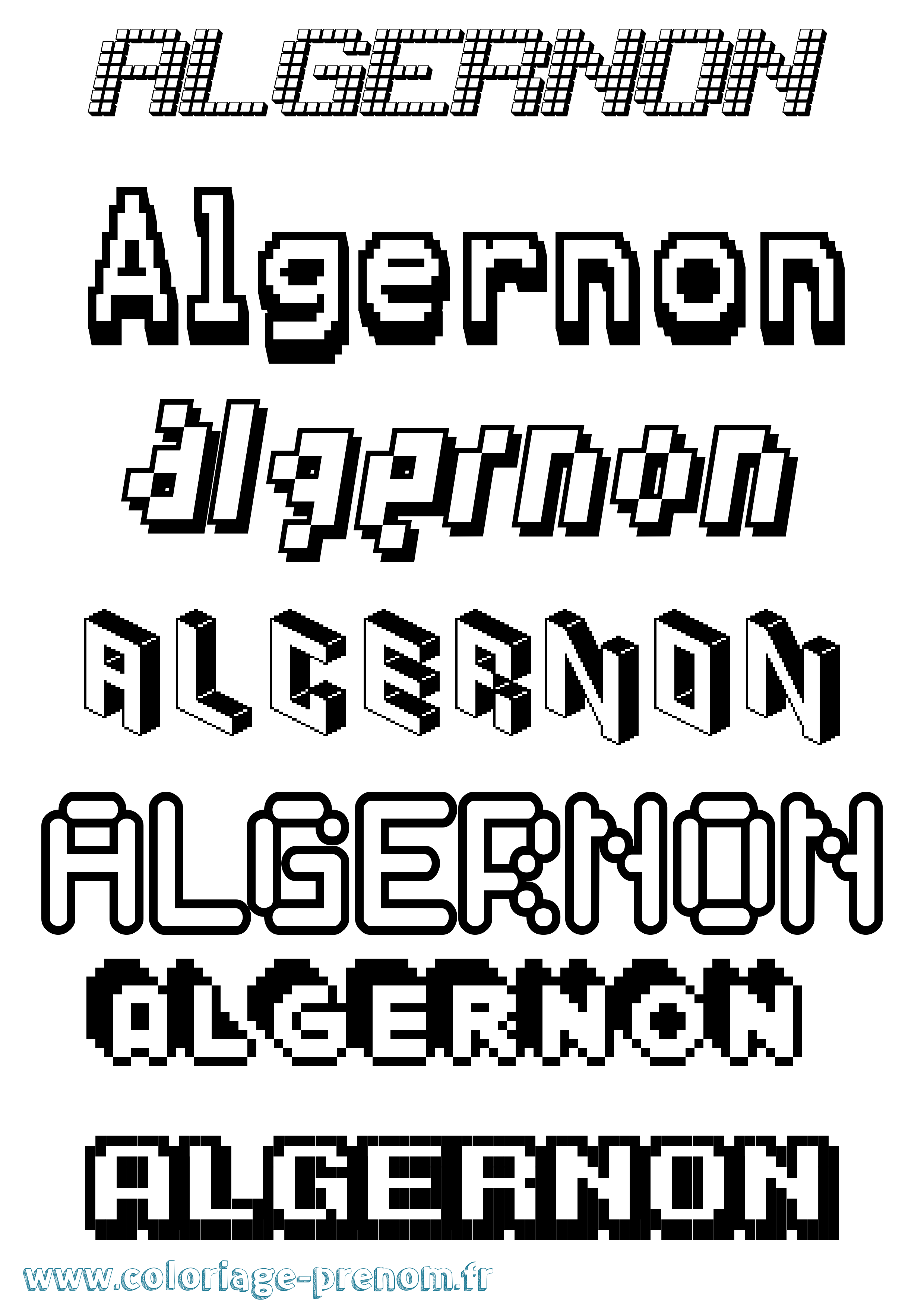Coloriage Algernon Pixel Coloriage prénom Algernon Pixel
