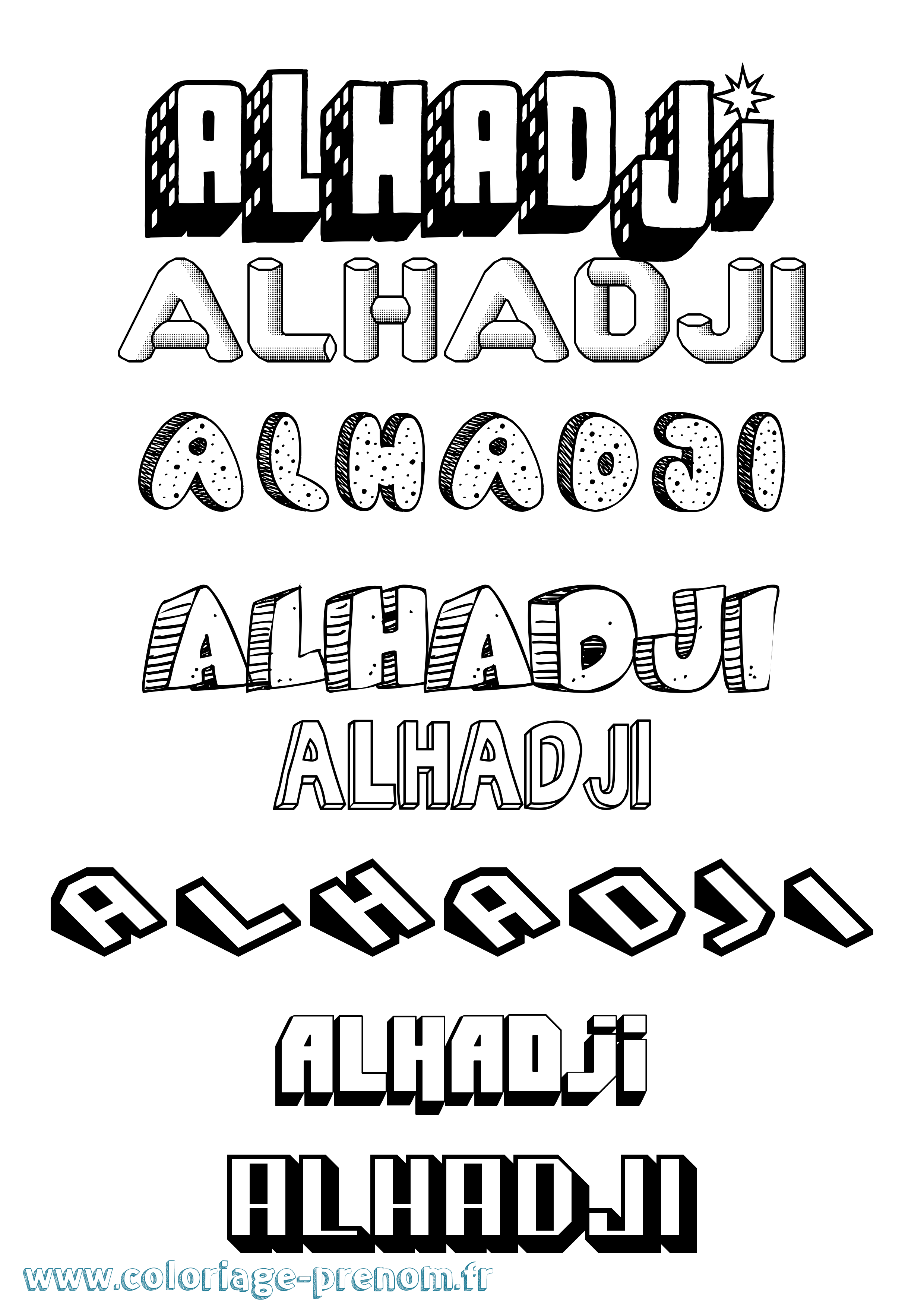 Coloriage du prénom Alhadji à Imprimer ou Télécharger facilement