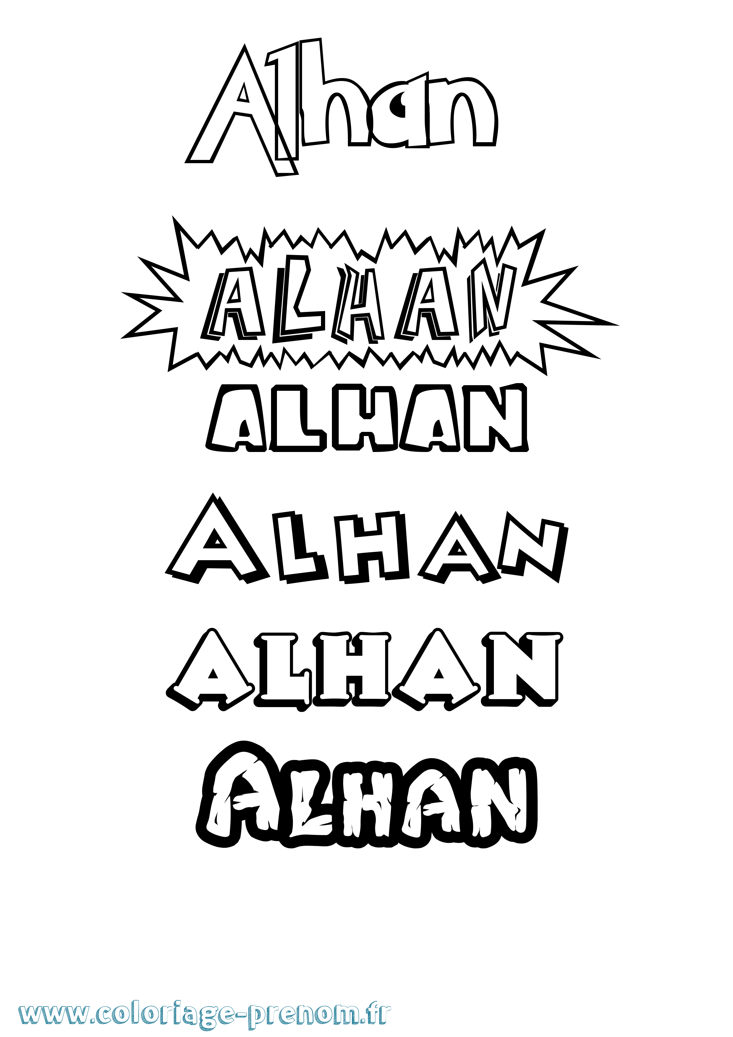 Coloriage prénom Alhan Dessin Animé