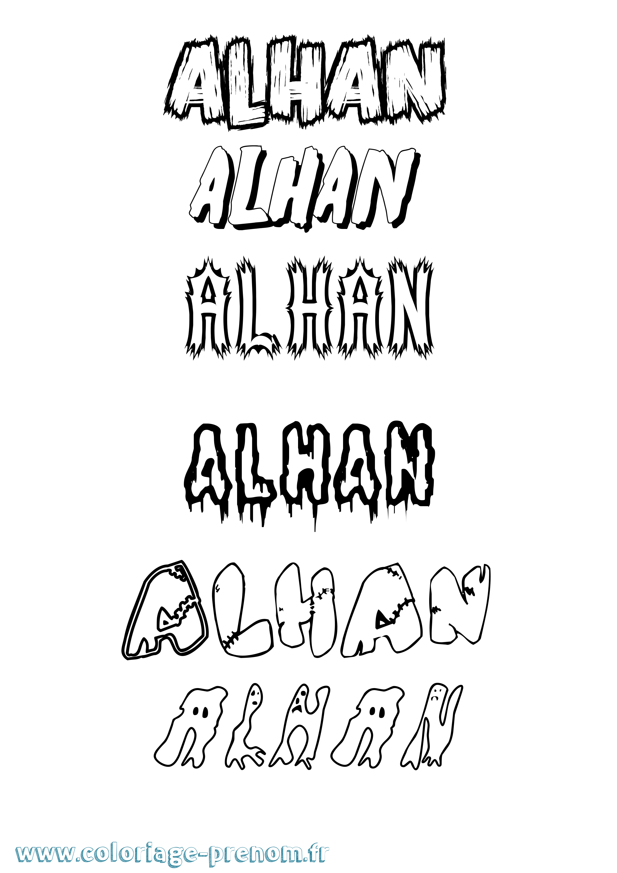 Coloriage prénom Alhan Frisson