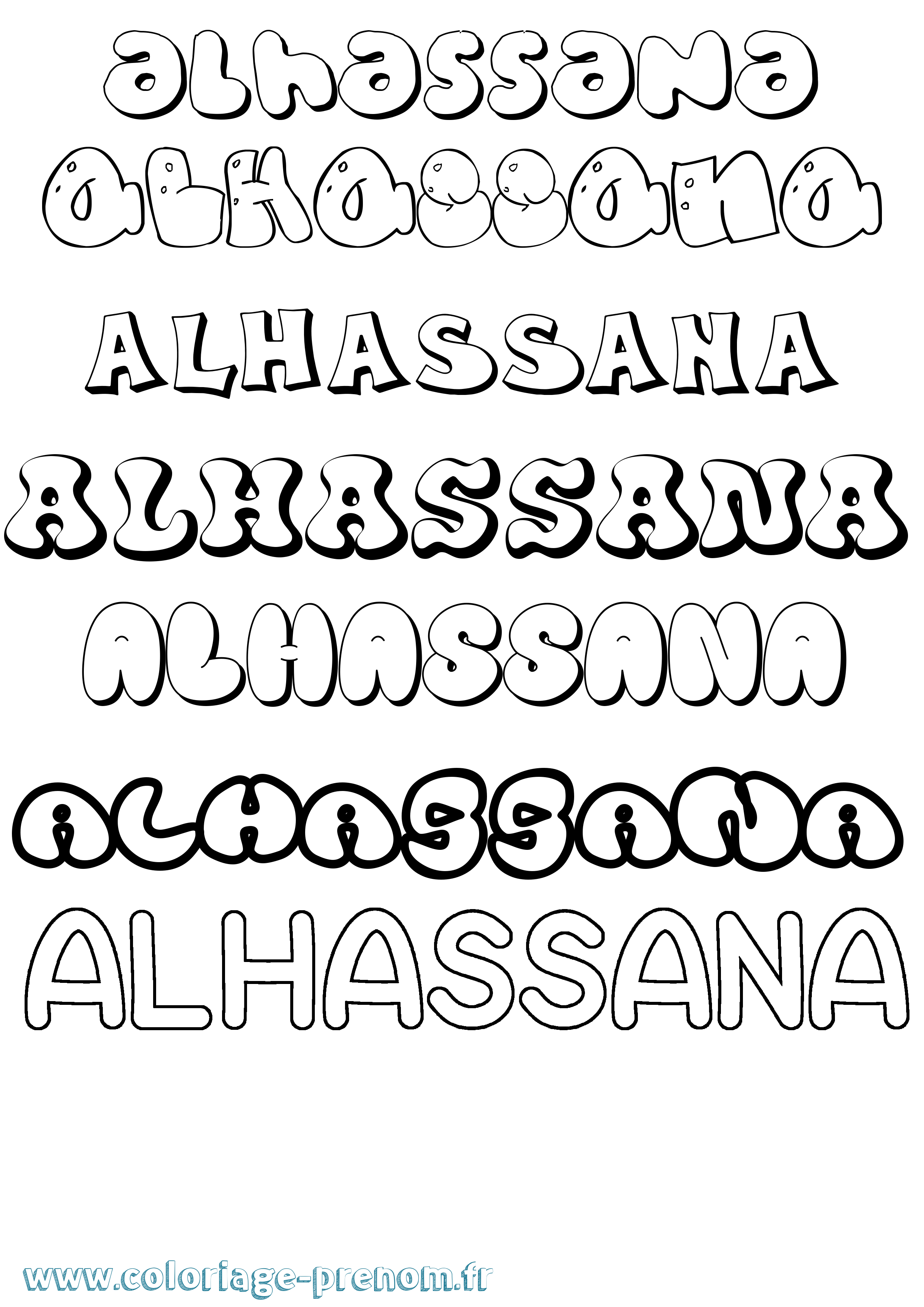 Coloriage Alhassana Bubble Coloriage prénom Alhassana Bubble