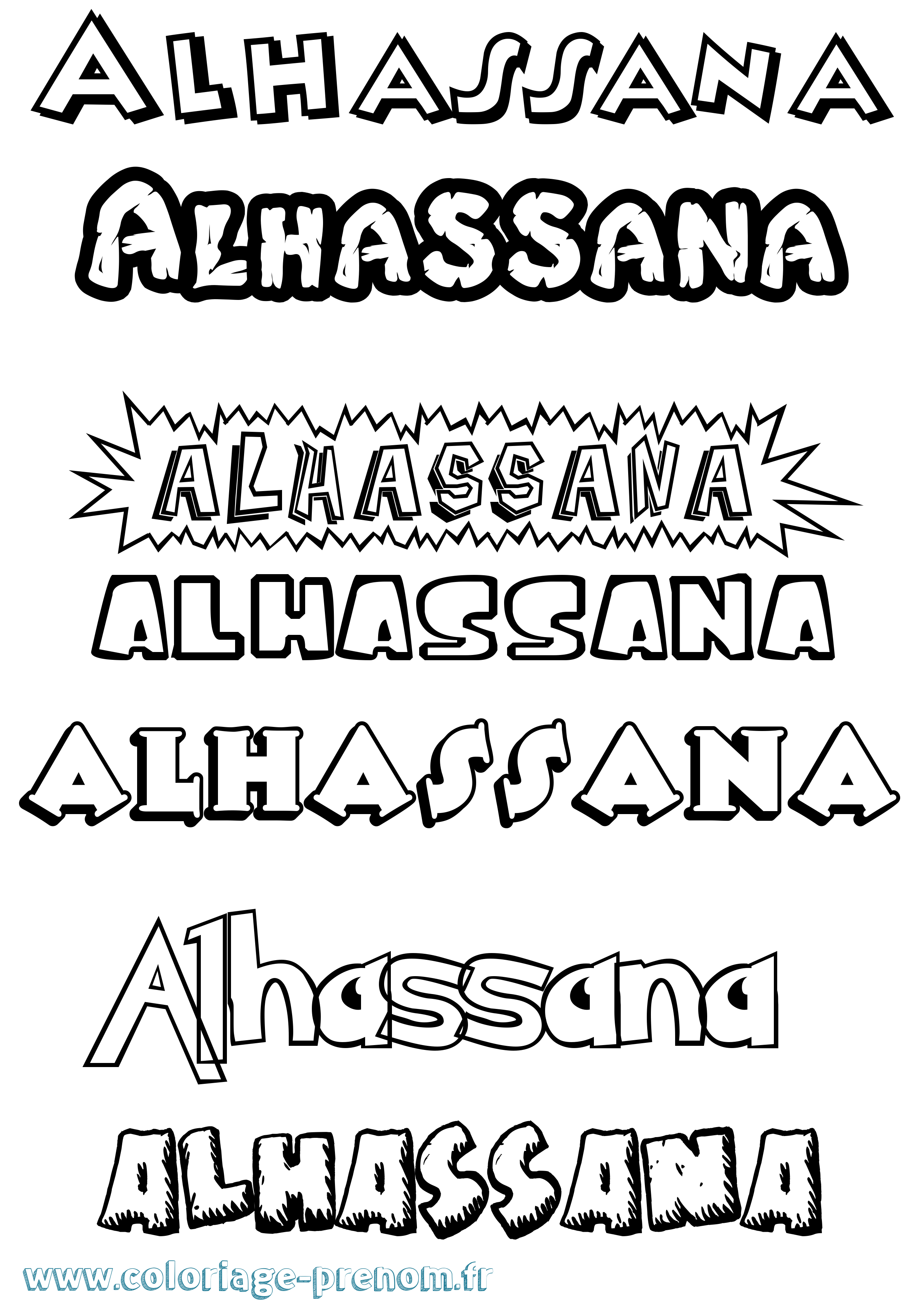 Coloriage prénom Alhassana Dessin Animé
