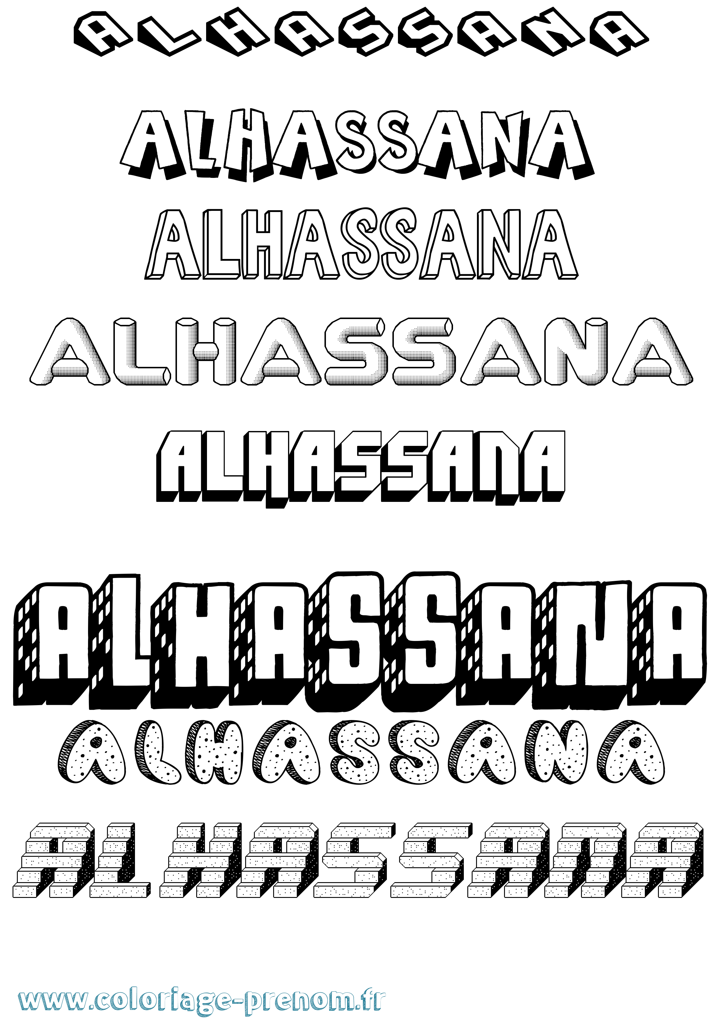 Coloriage Alhassana Effet 3D Coloriage prénom Alhassana Effet 3D