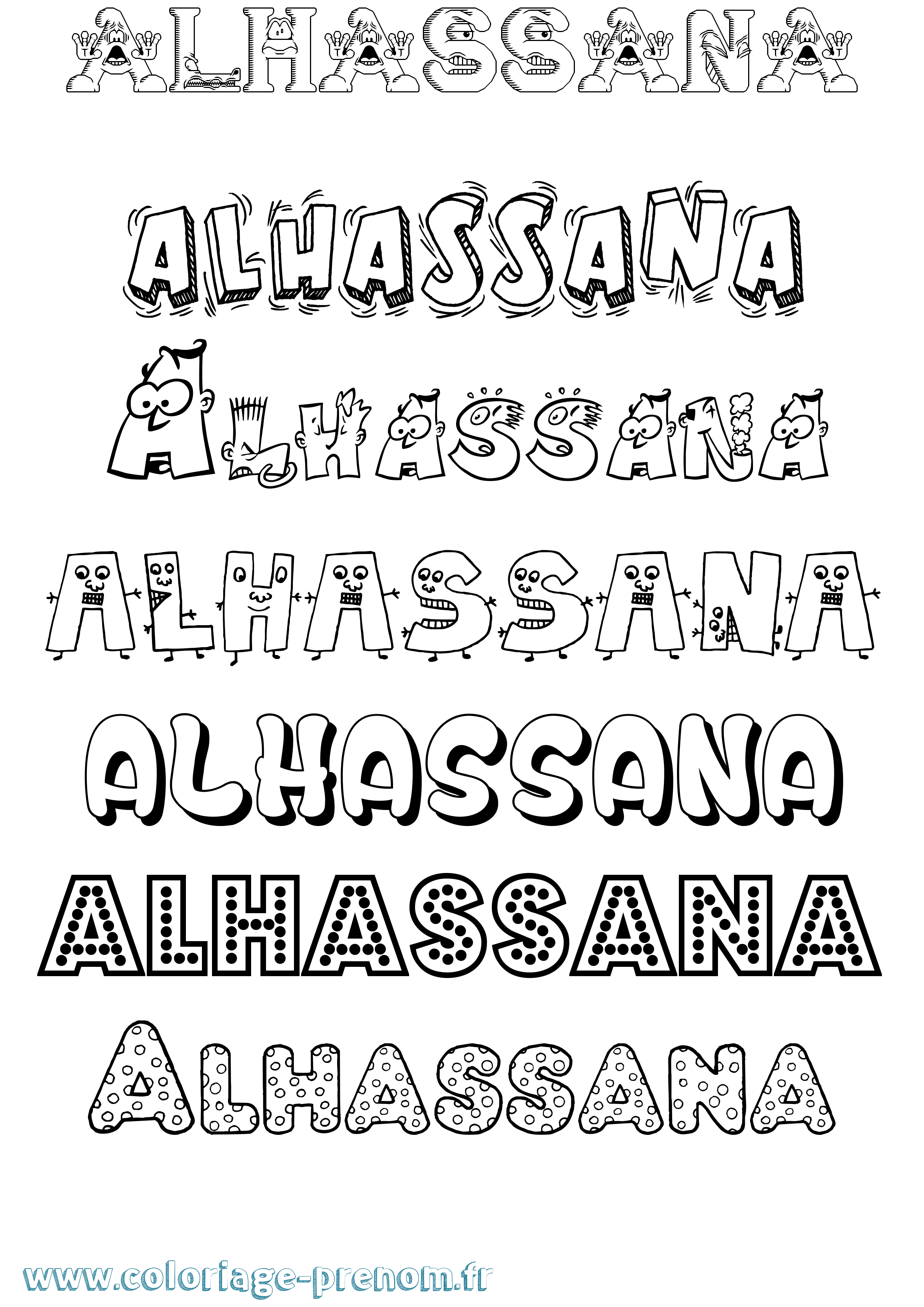 Coloriage prénom Alhassana Fun