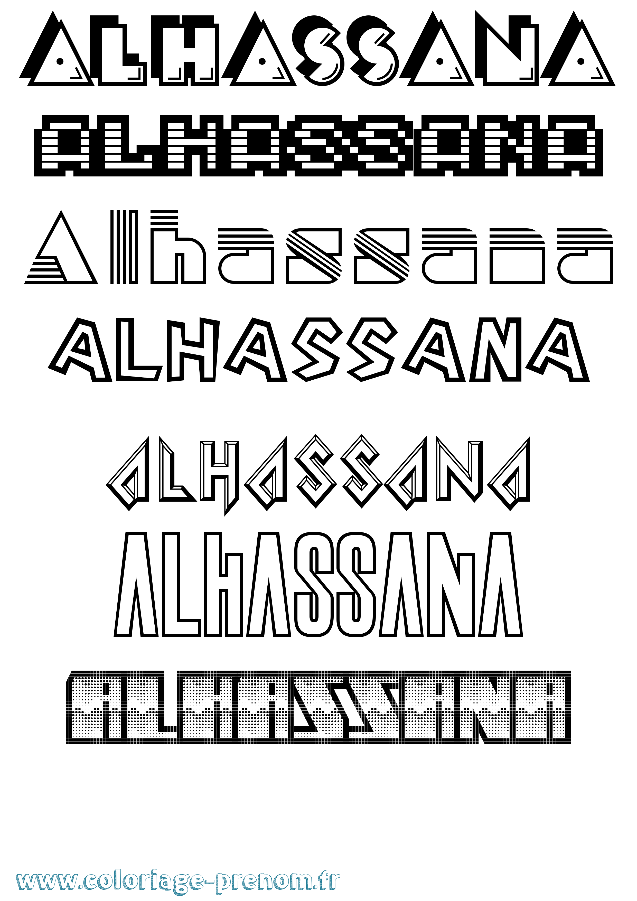 Coloriage prénom Alhassana Jeux Vidéos