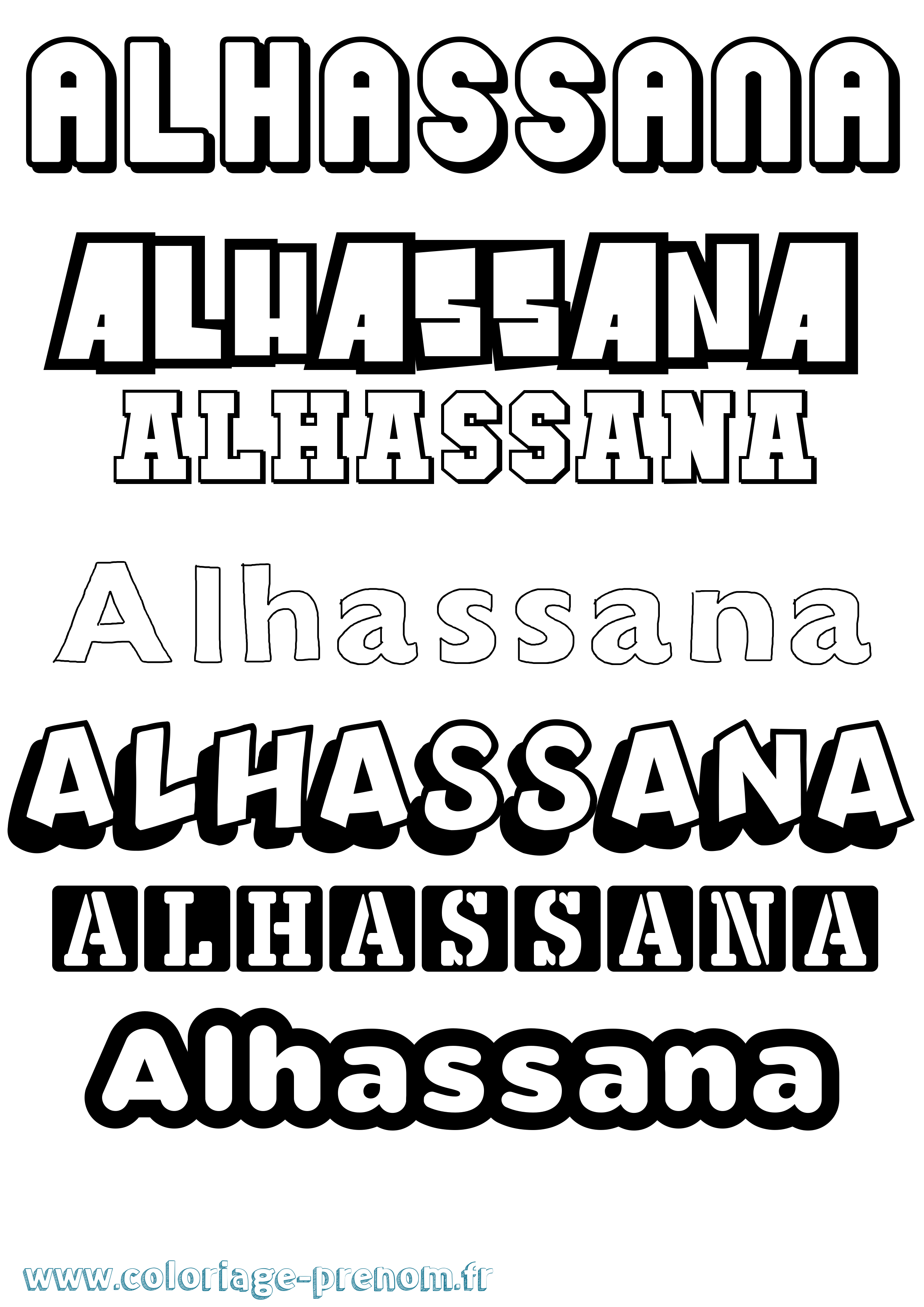 Coloriage prénom Alhassana Simple