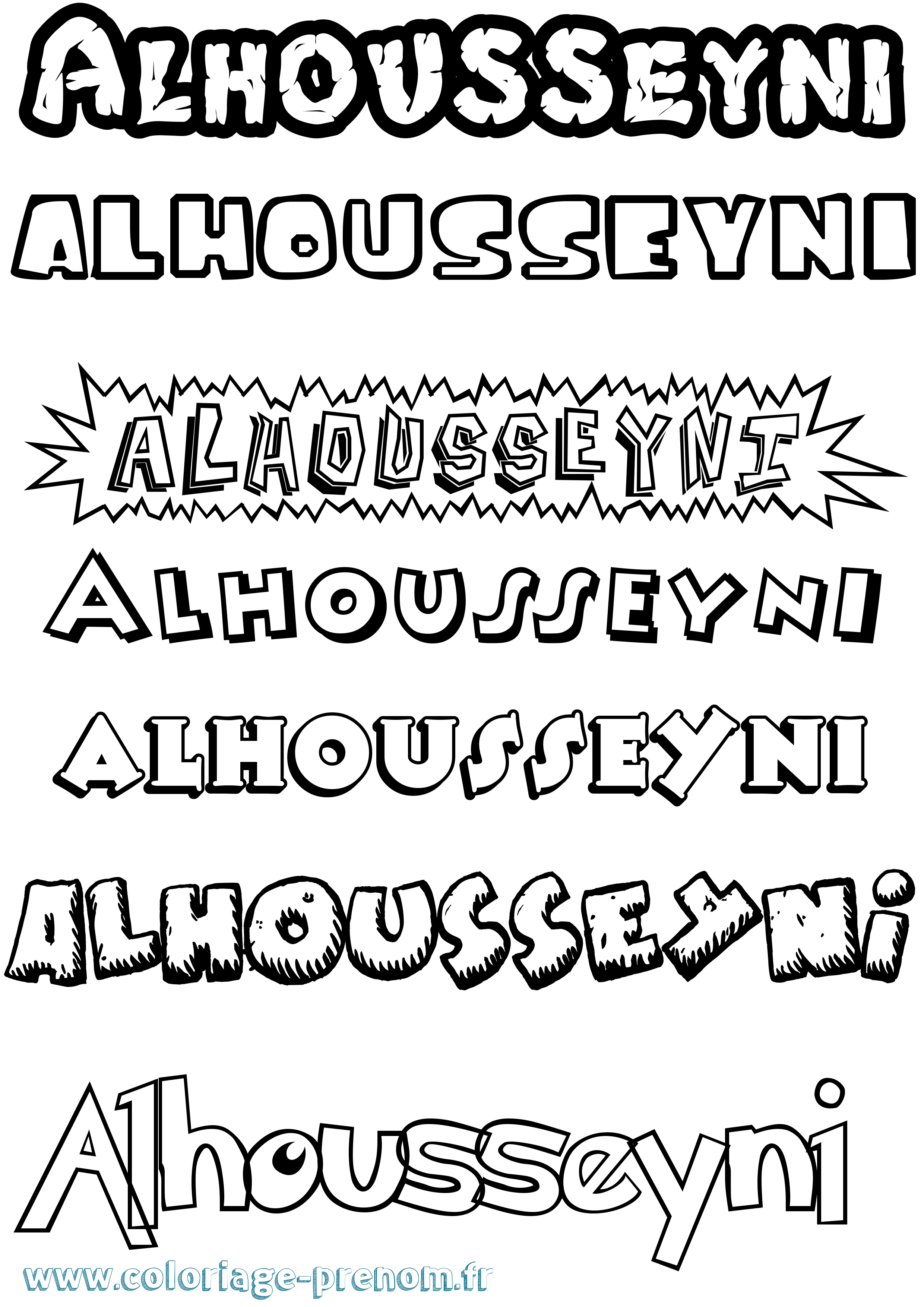 Coloriage prénom Alhousseyni Dessin Animé