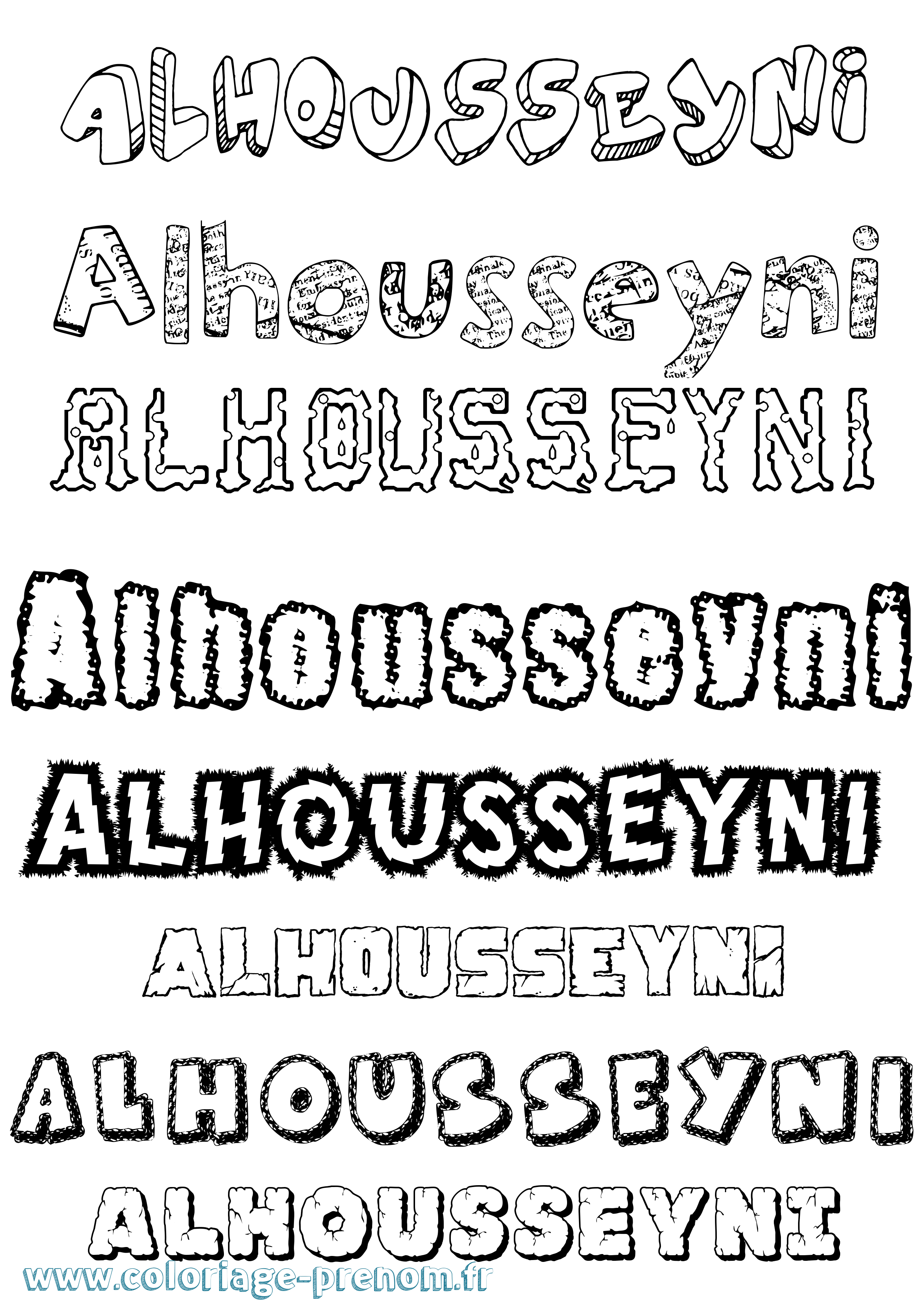 Coloriage prénom Alhousseyni Destructuré